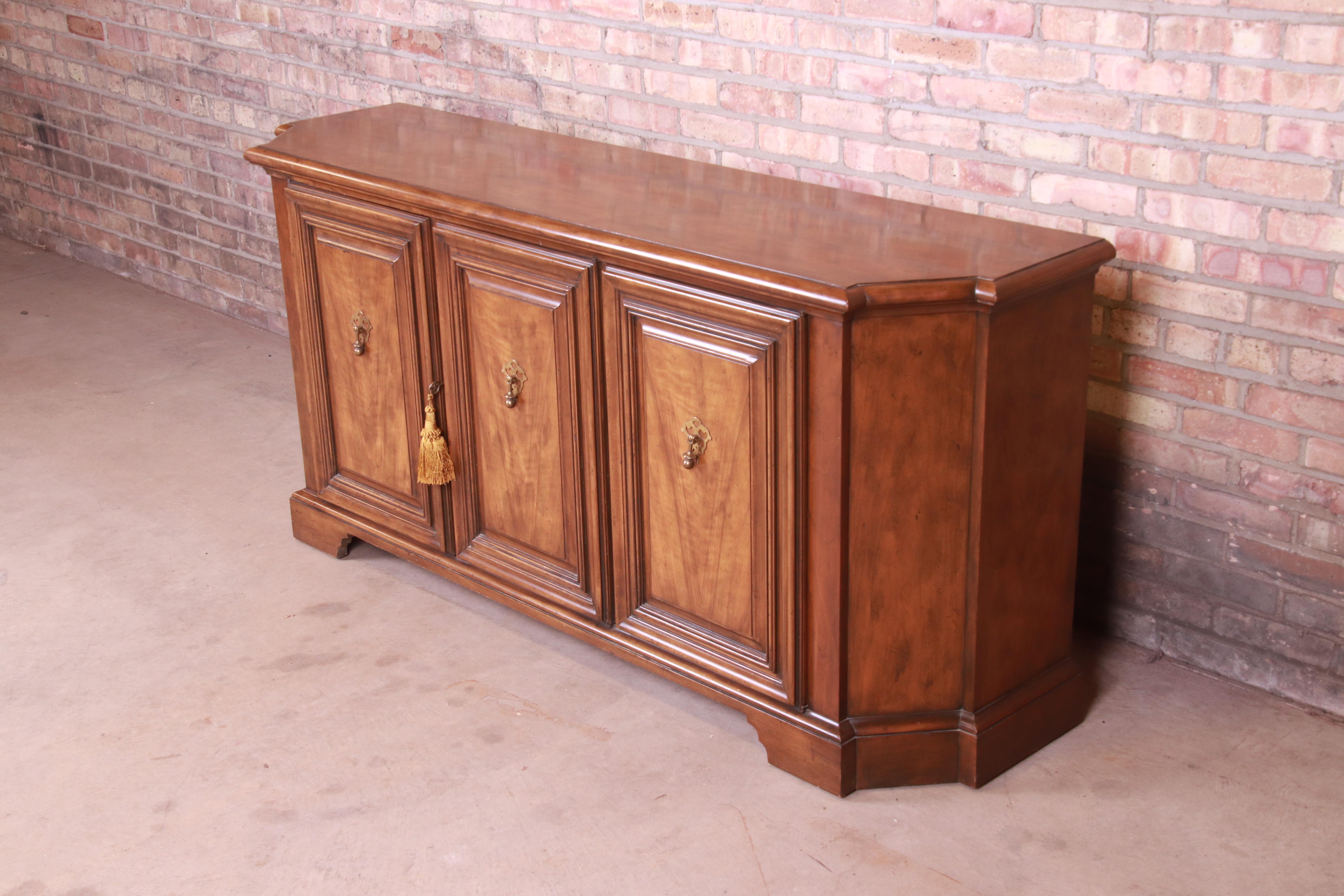 Baker Furniture French Regency Walnut Sideboard or Bar Cabinet In Good Condition In South Bend, IN