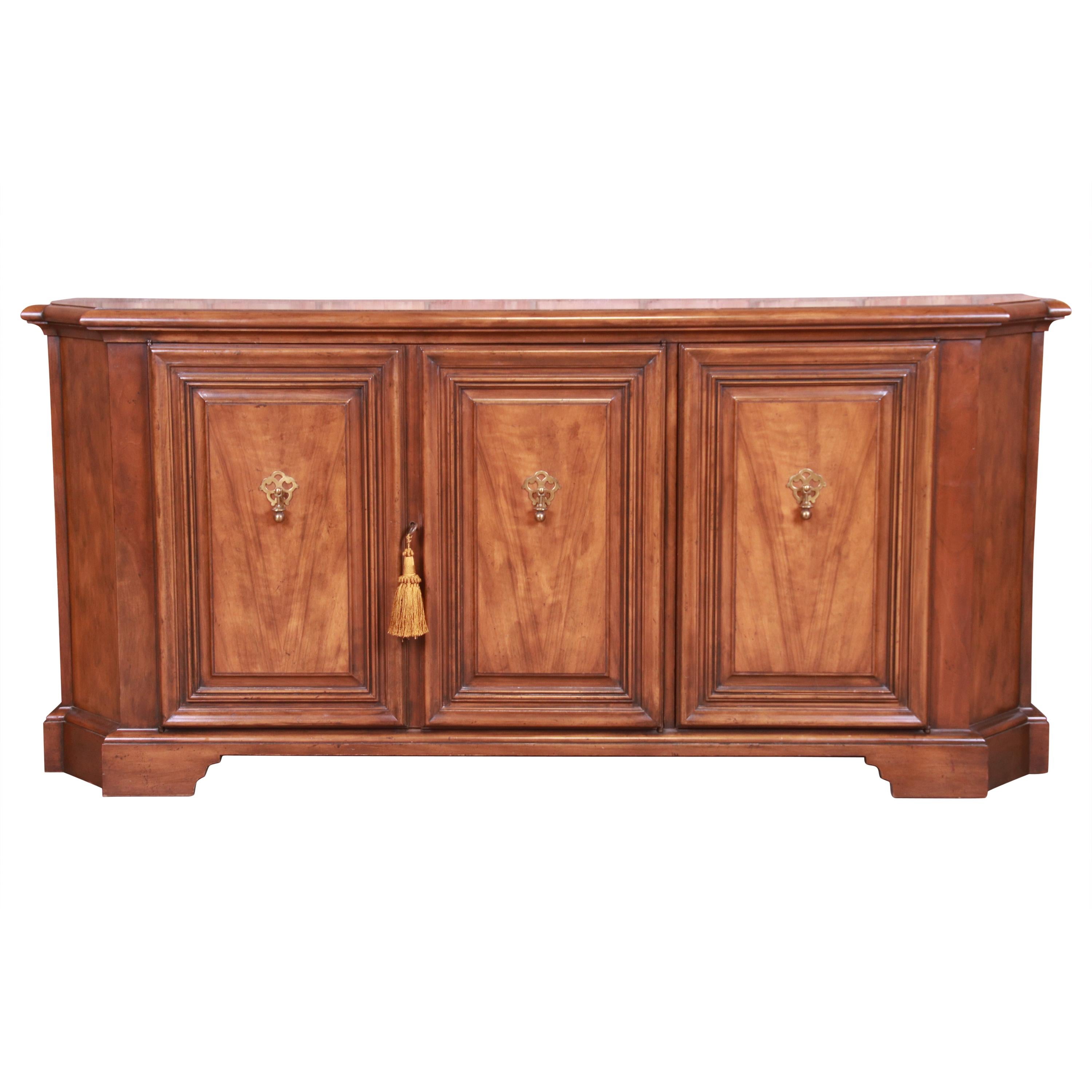 Baker Furniture French Regency Walnut Sideboard or Bar Cabinet