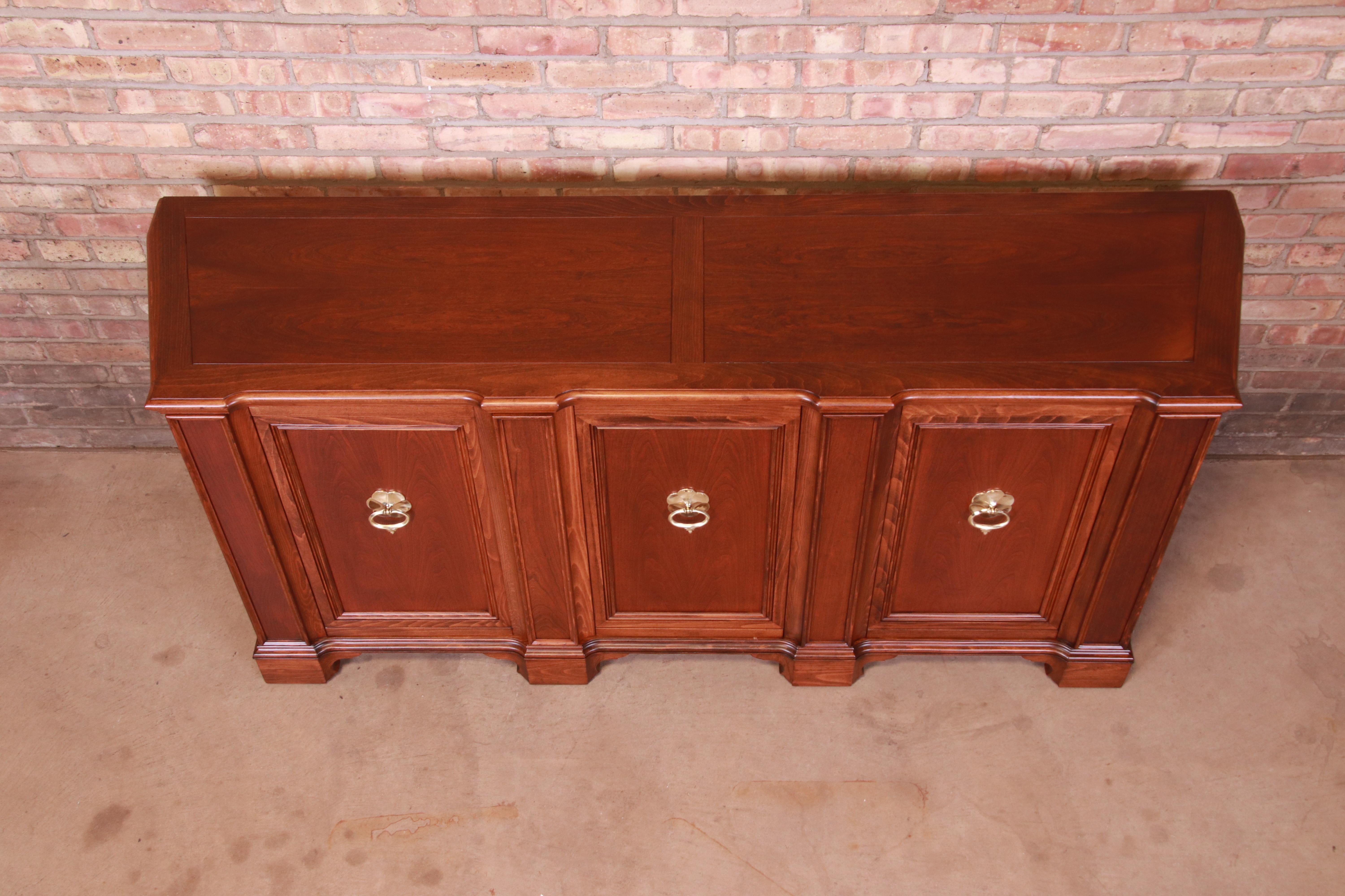 Baker Furniture French Regency Walnut Sideboard or Bar Cabinet, Newly Refinished 4