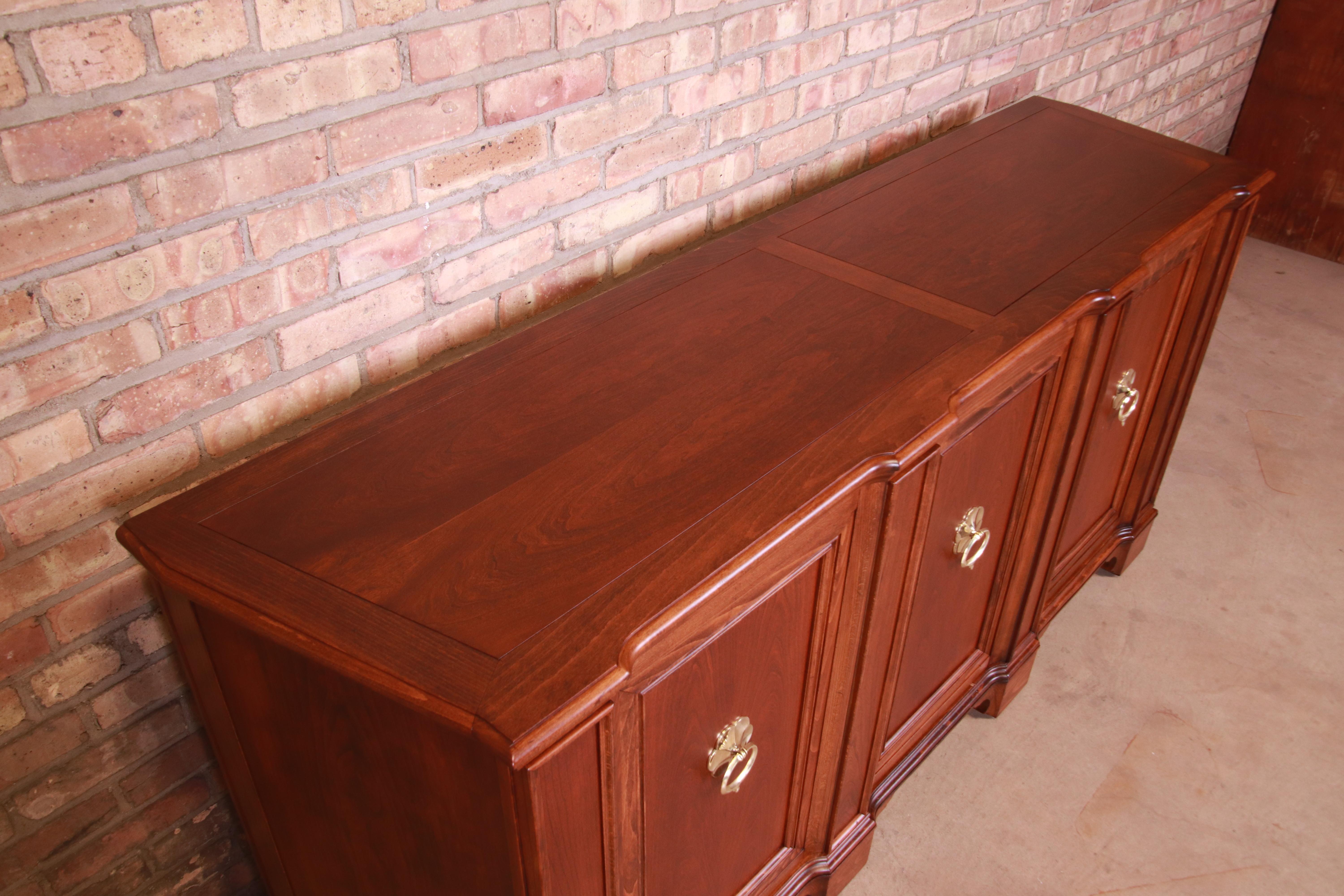 Baker Furniture French Regency Walnut Sideboard or Bar Cabinet, Newly Refinished 5