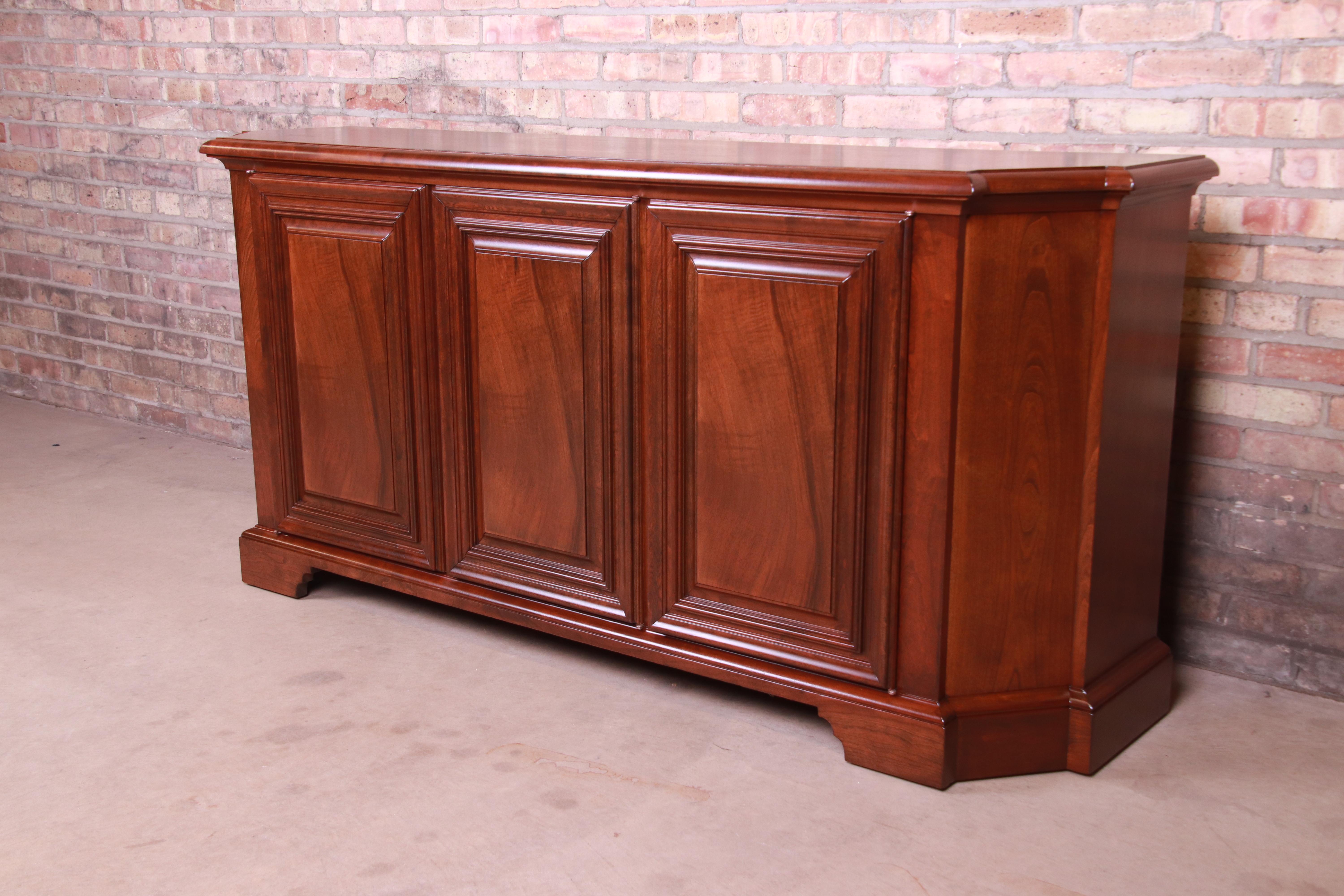 French Provincial Baker Furniture French Regency Walnut Sideboard or Bar Cabinet, Newly Refinished