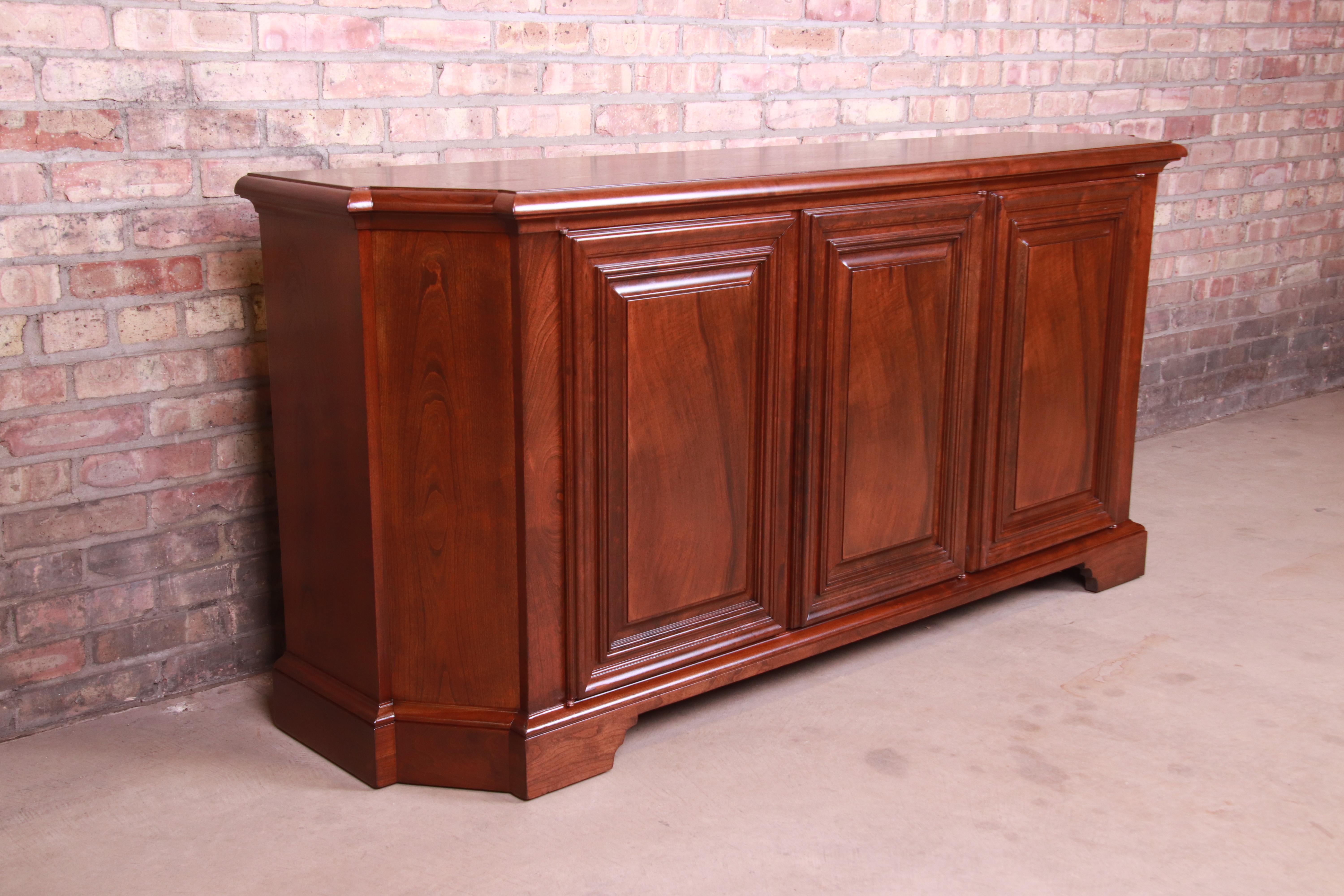 20th Century Baker Furniture French Regency Walnut Sideboard or Bar Cabinet, Newly Refinished