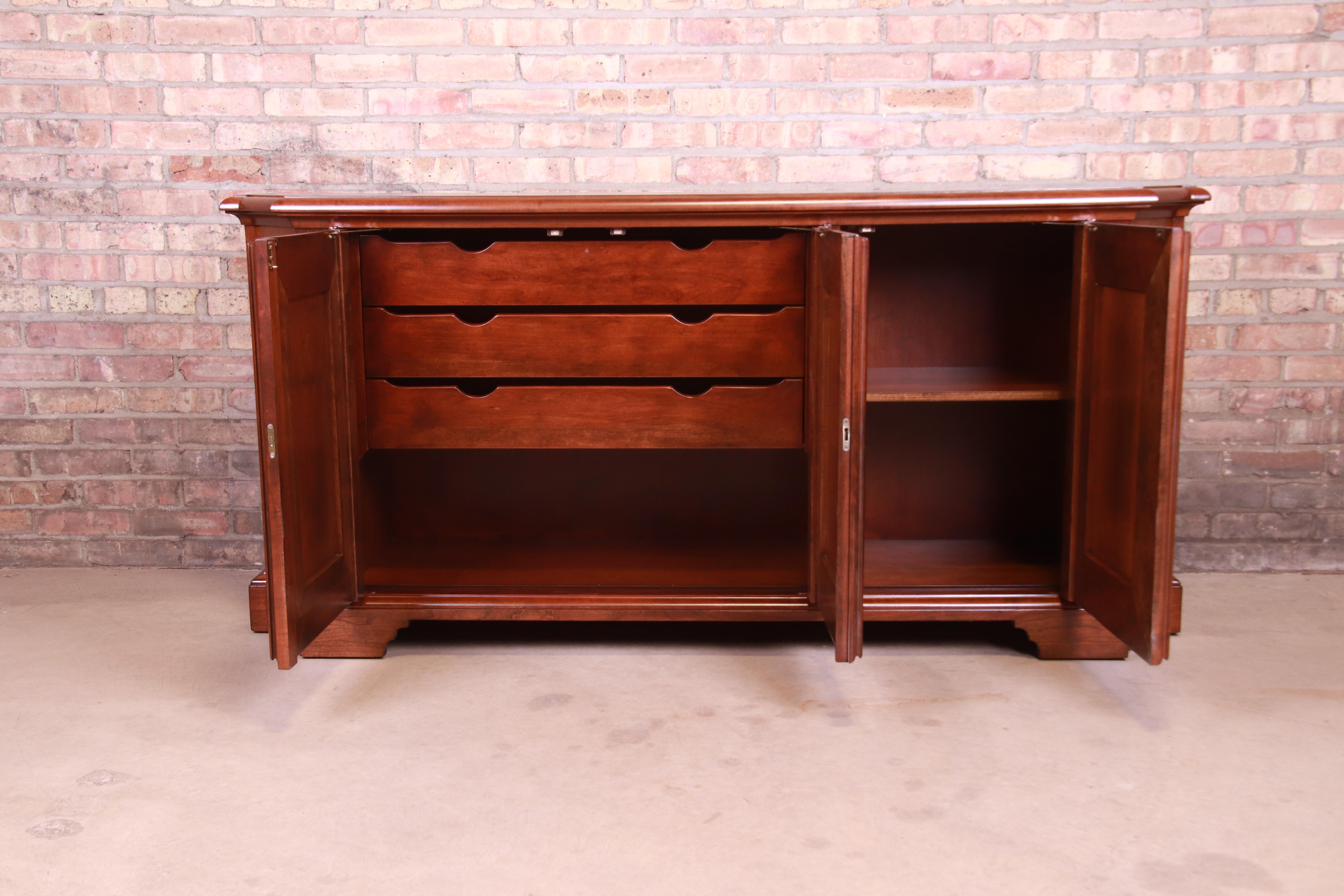 Baker Furniture French Regency Walnut Sideboard or Bar Cabinet, Newly Refinished 1