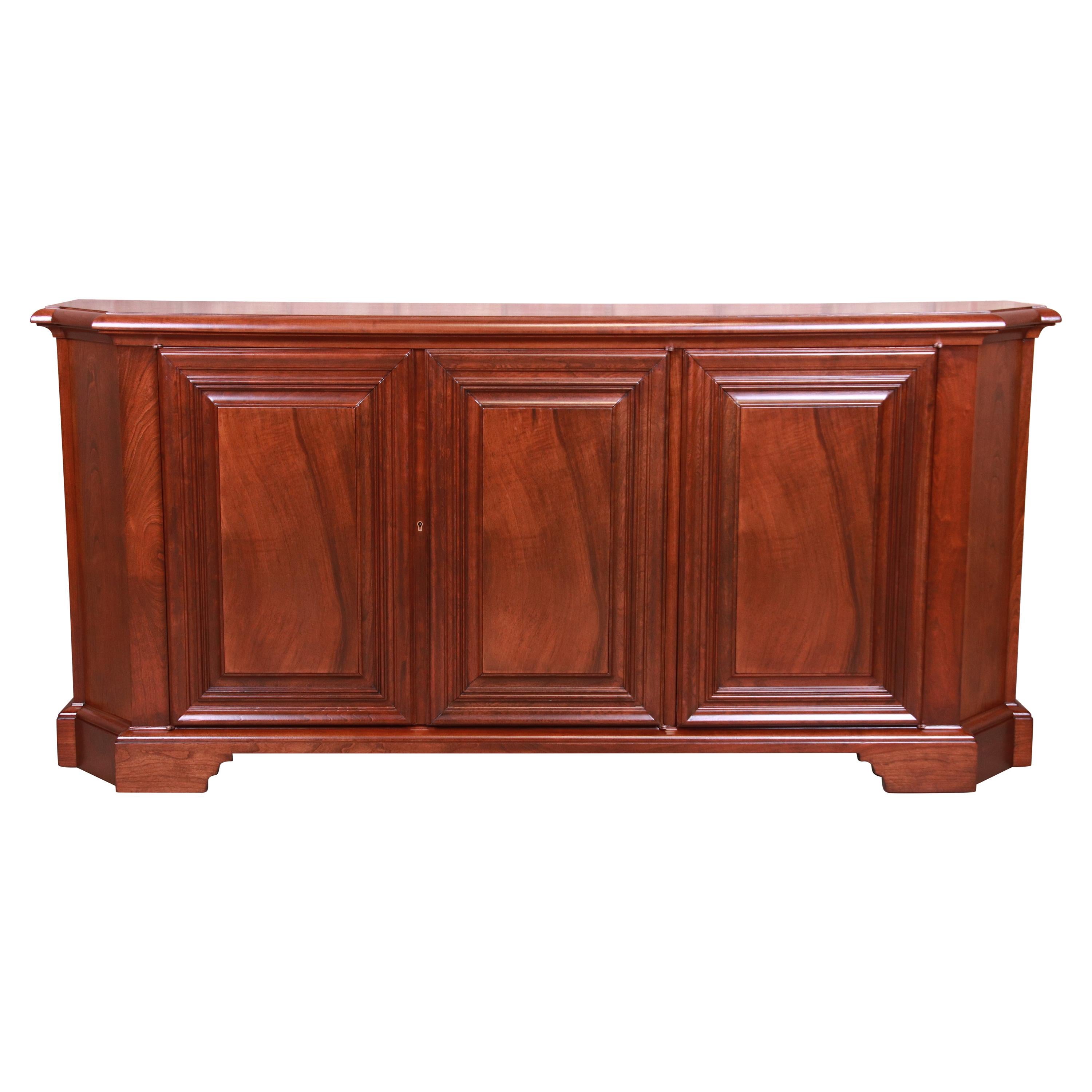Baker Furniture French Regency Walnut Sideboard or Bar Cabinet, Newly Refinished