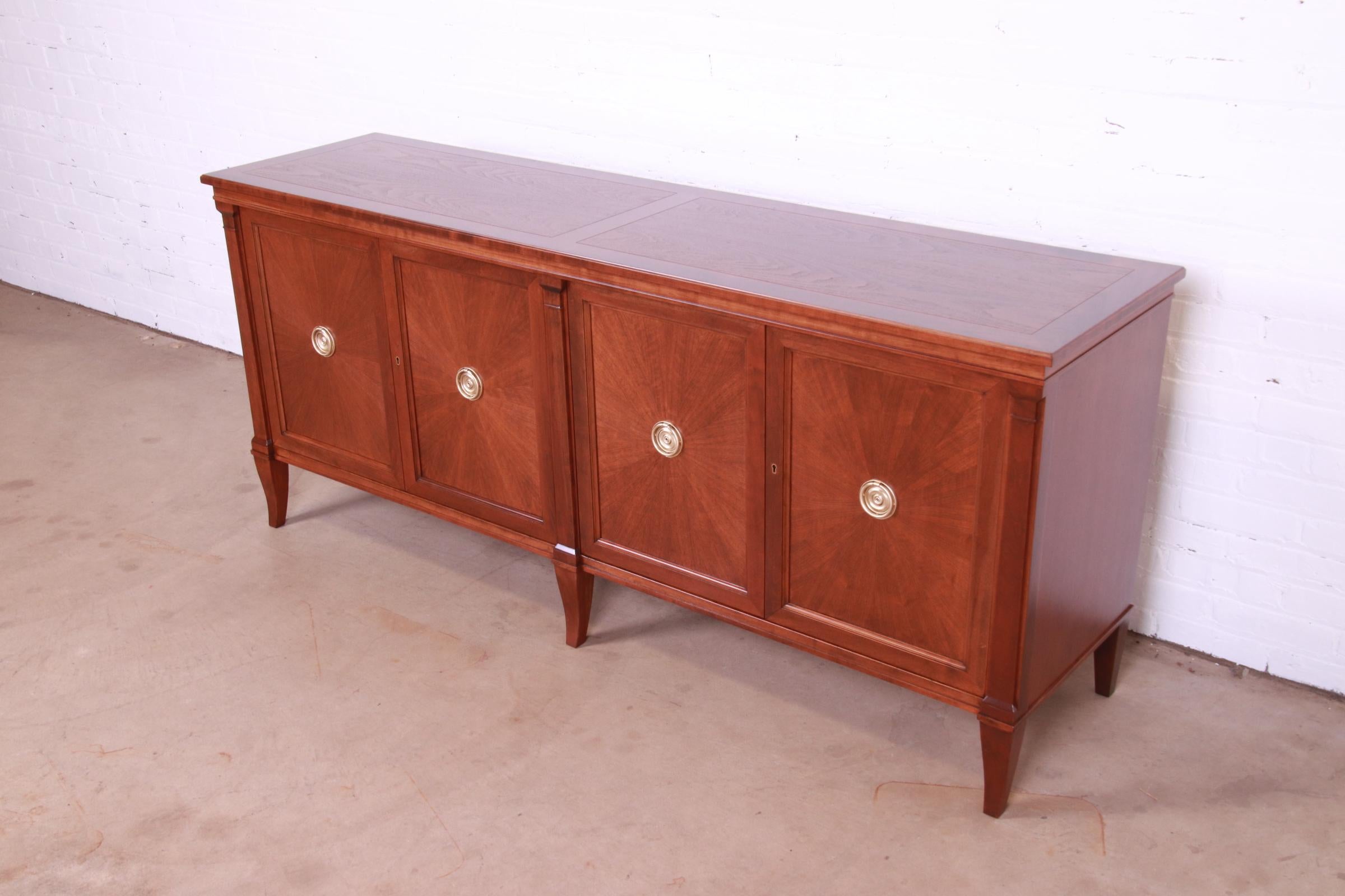 Baker Furniture French Regency Walnut Sideboard or Credenza, Newly Refinished In Good Condition In South Bend, IN
