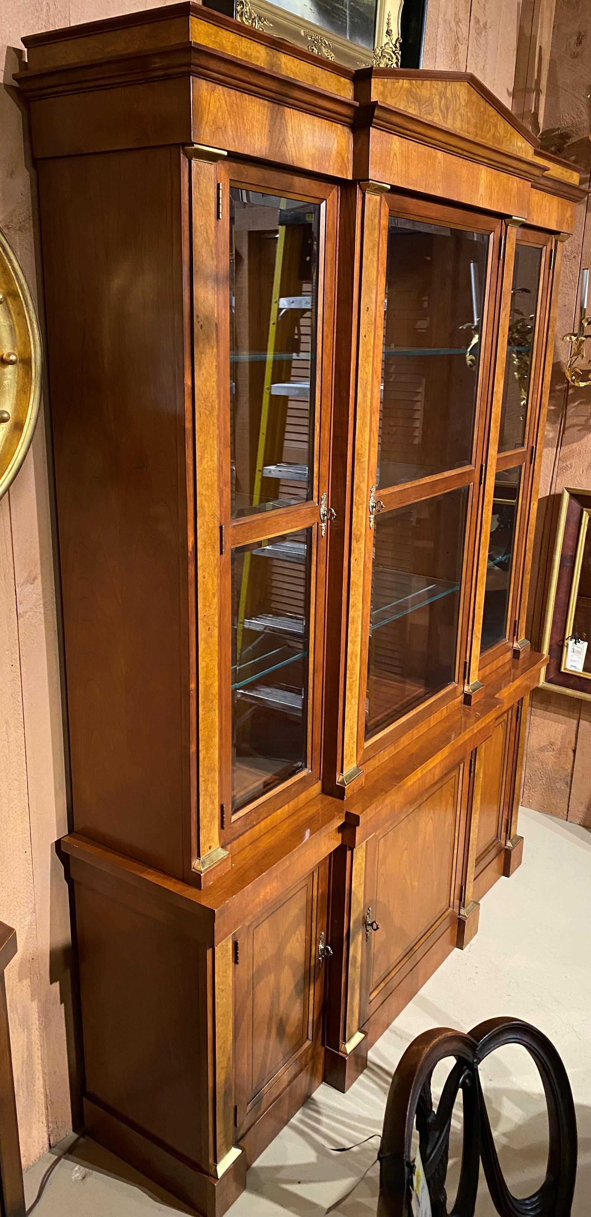 Baker Furniture Fruitwood Breakfront China Cabinet or Bookcase, or Server For Sale 3