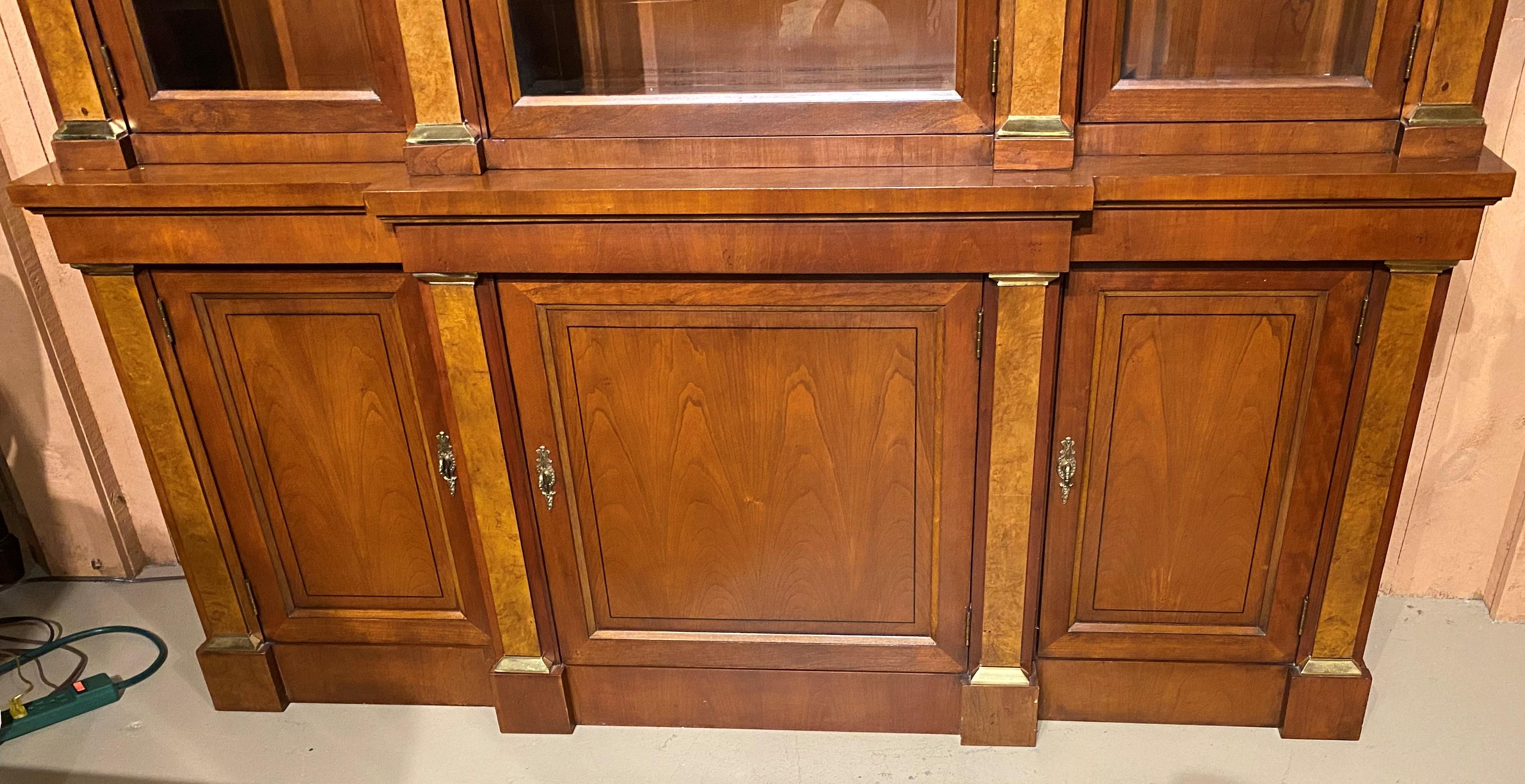 American Baker Furniture Fruitwood Breakfront China Cabinet or Bookcase, or Server For Sale
