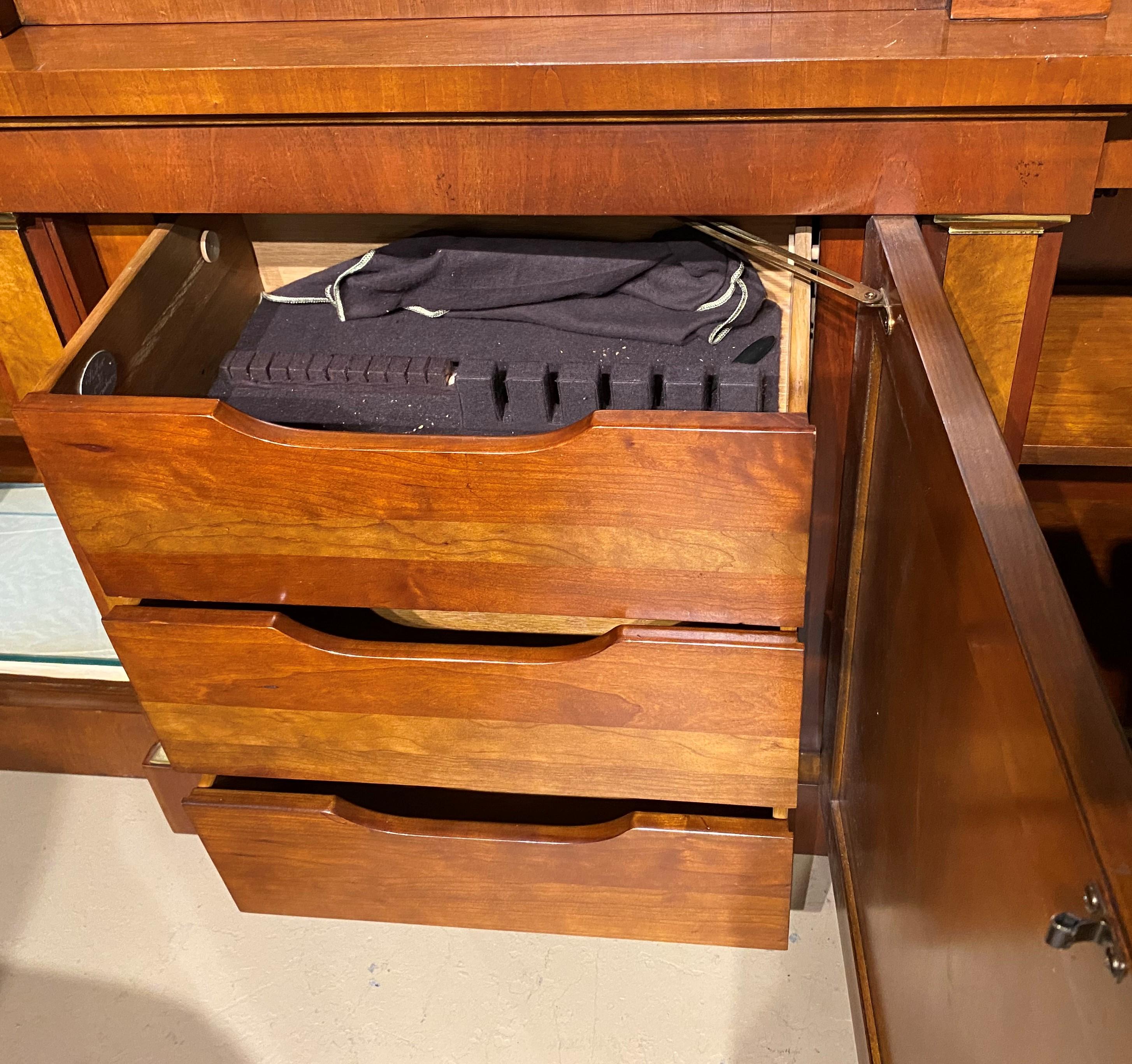 20th Century Baker Furniture Fruitwood Breakfront China Cabinet or Bookcase, or Server