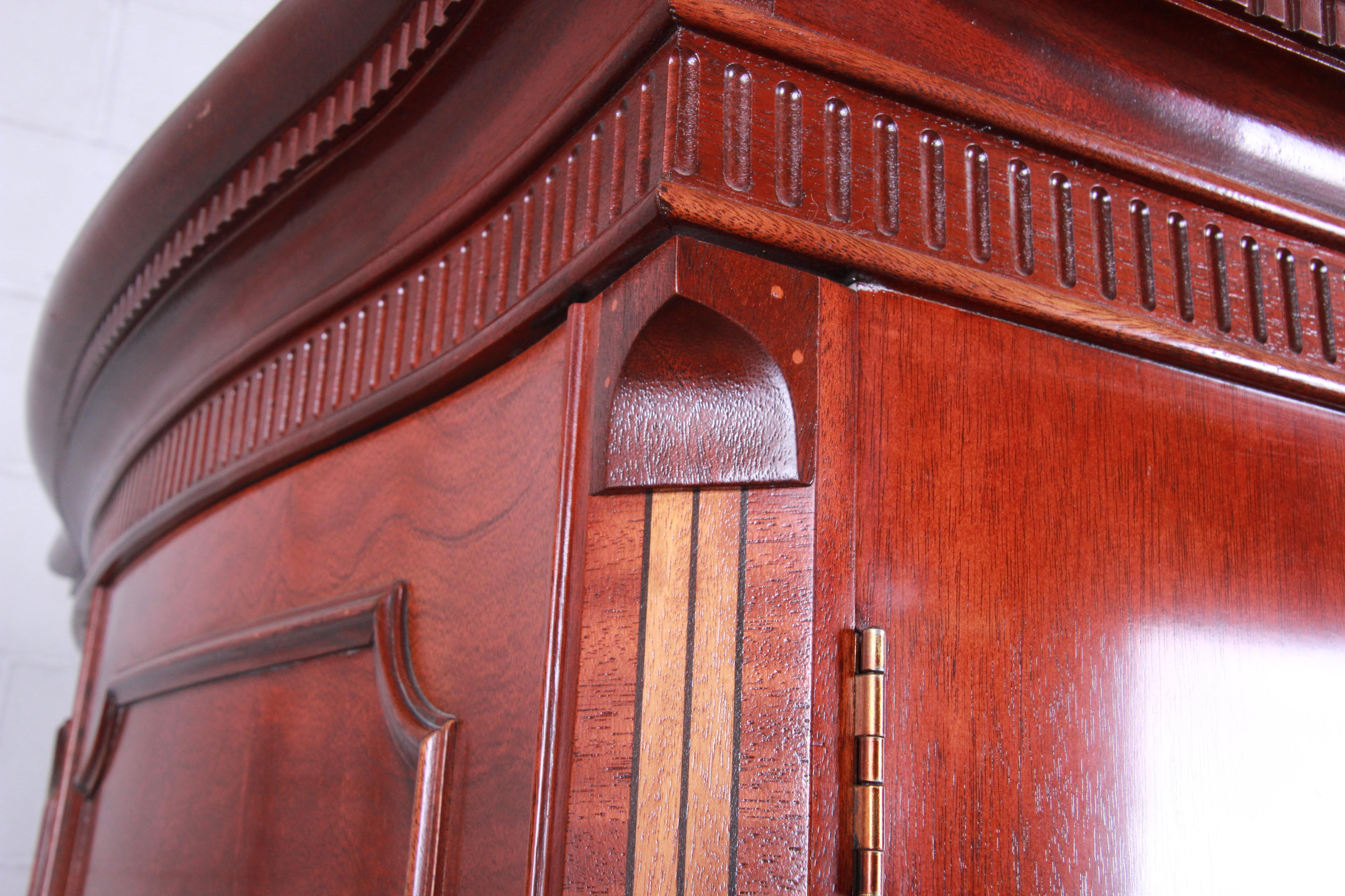 Late 20th Century Baker Furniture George III Style Mahogany Armoire Dresser or Linen Press