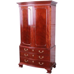 Retro Baker Furniture George III Style Mahogany Armoire Dresser or Linen Press