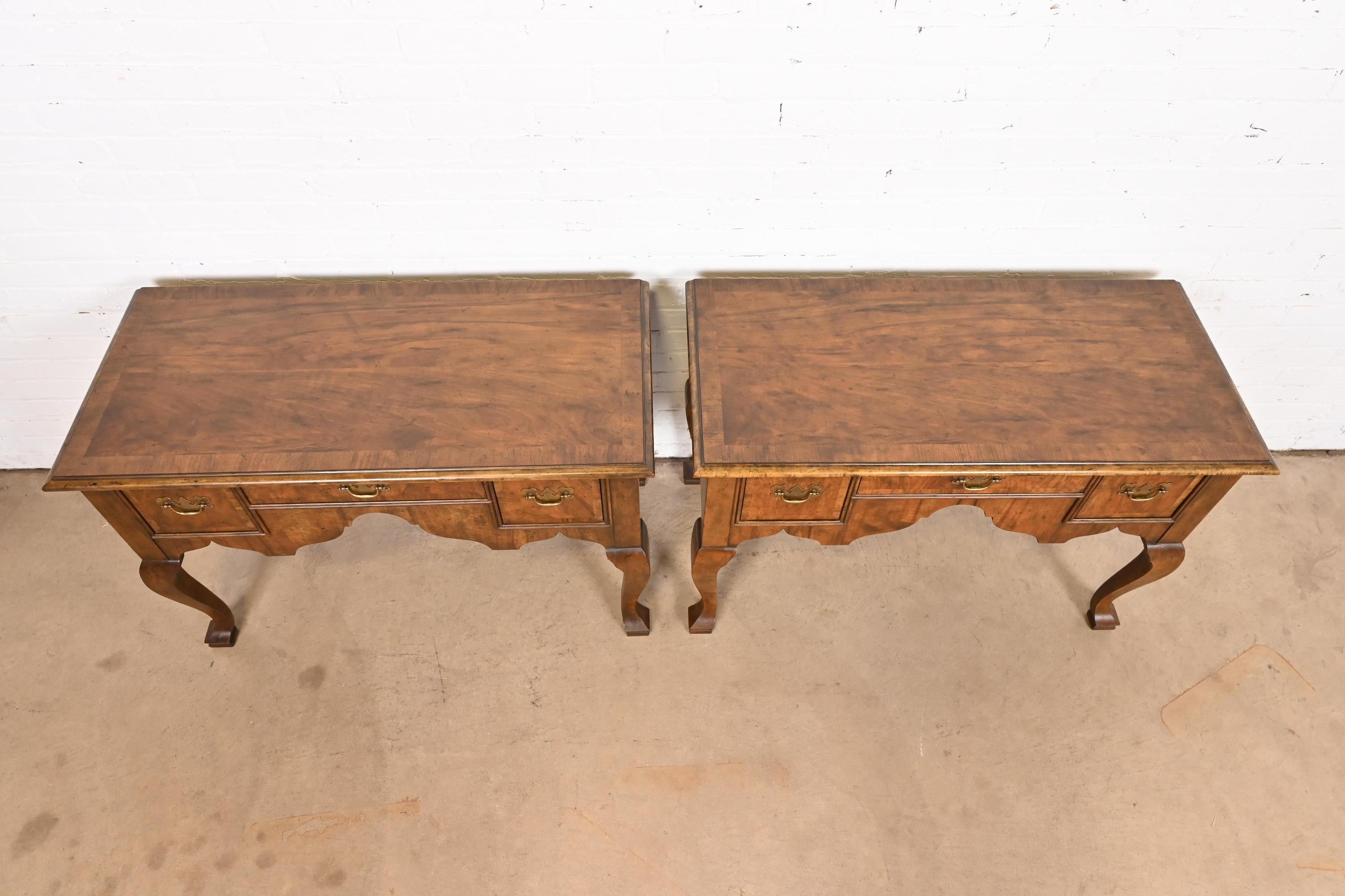 Baker Furniture Georgian Banded Burled Walnut Buffet Servers or Dressing Tables 3
