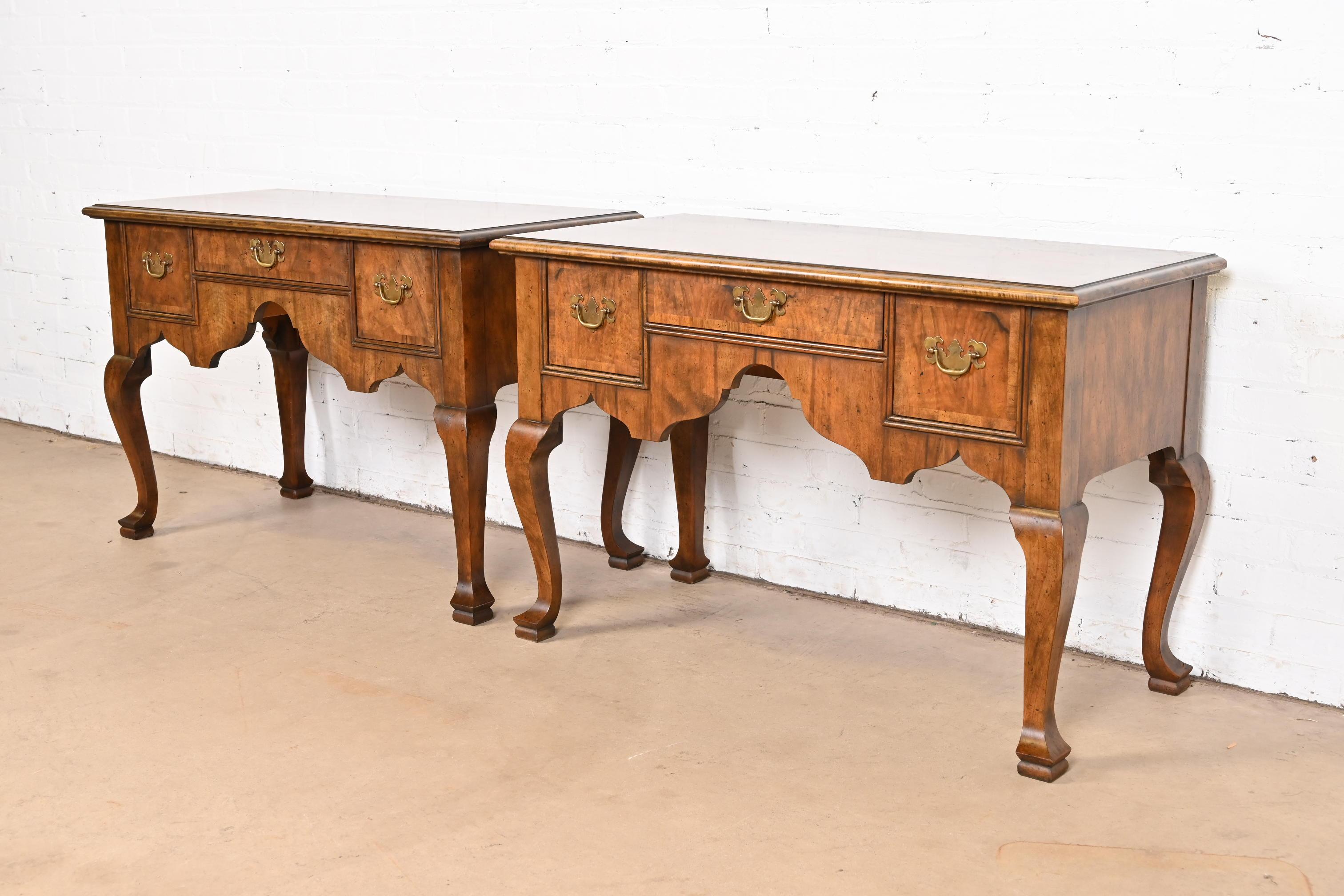 American Baker Furniture Georgian Banded Burled Walnut Buffet Servers or Dressing Tables