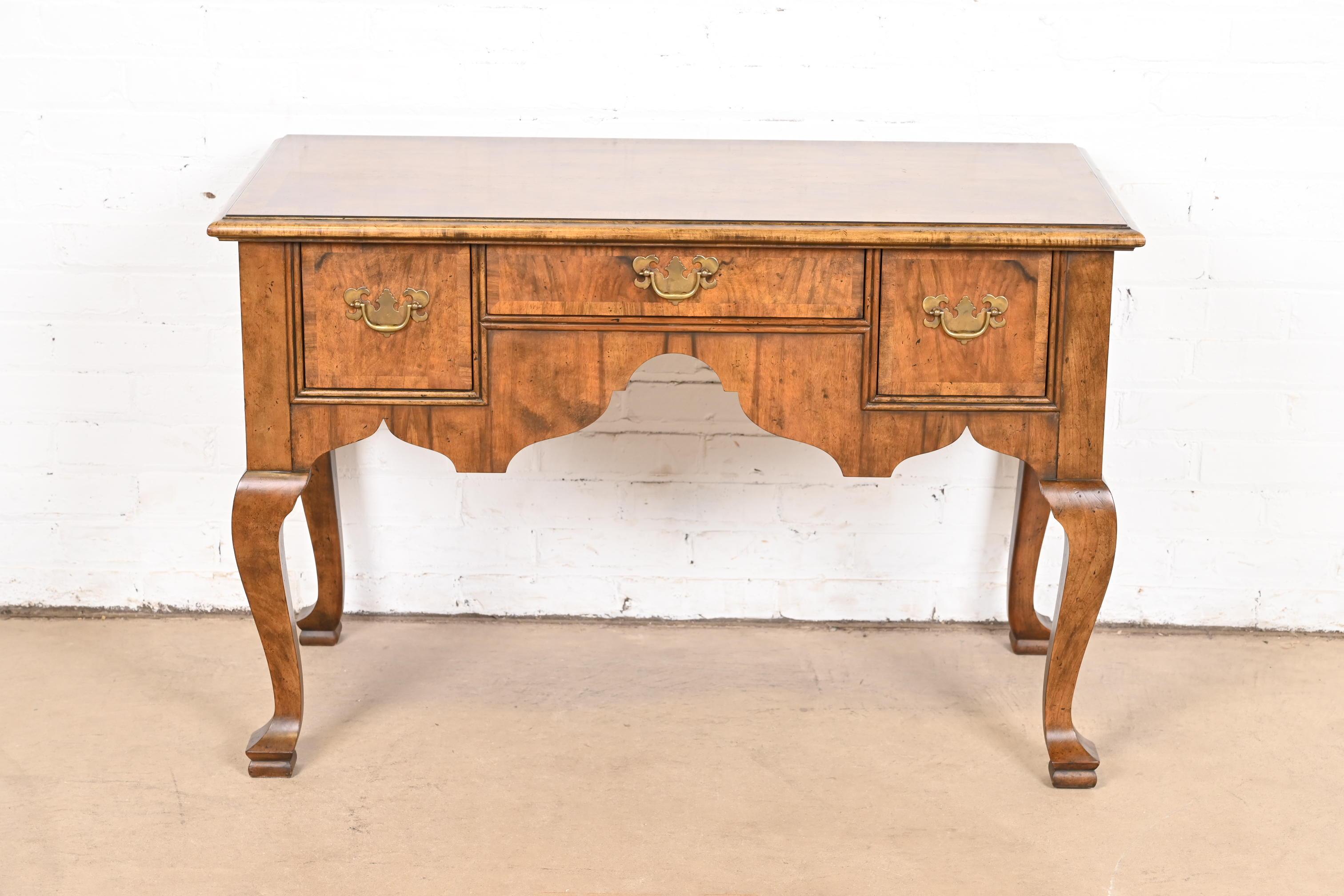 Chippendale Baker Furniture Georgian Banded Burled Walnut Server or Dressing Table