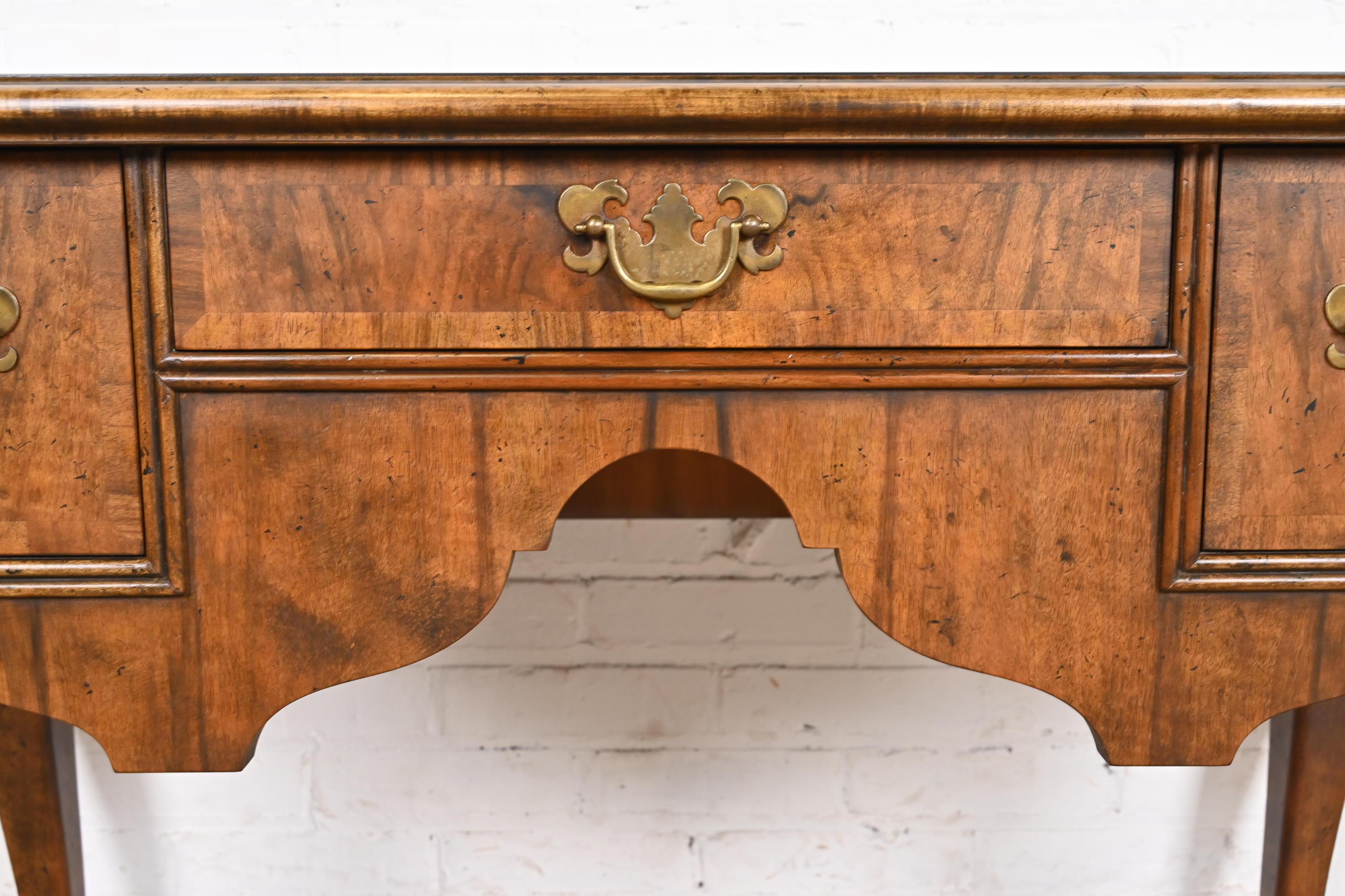 Late 20th Century Baker Furniture Georgian Banded Burled Walnut Server or Dressing Table