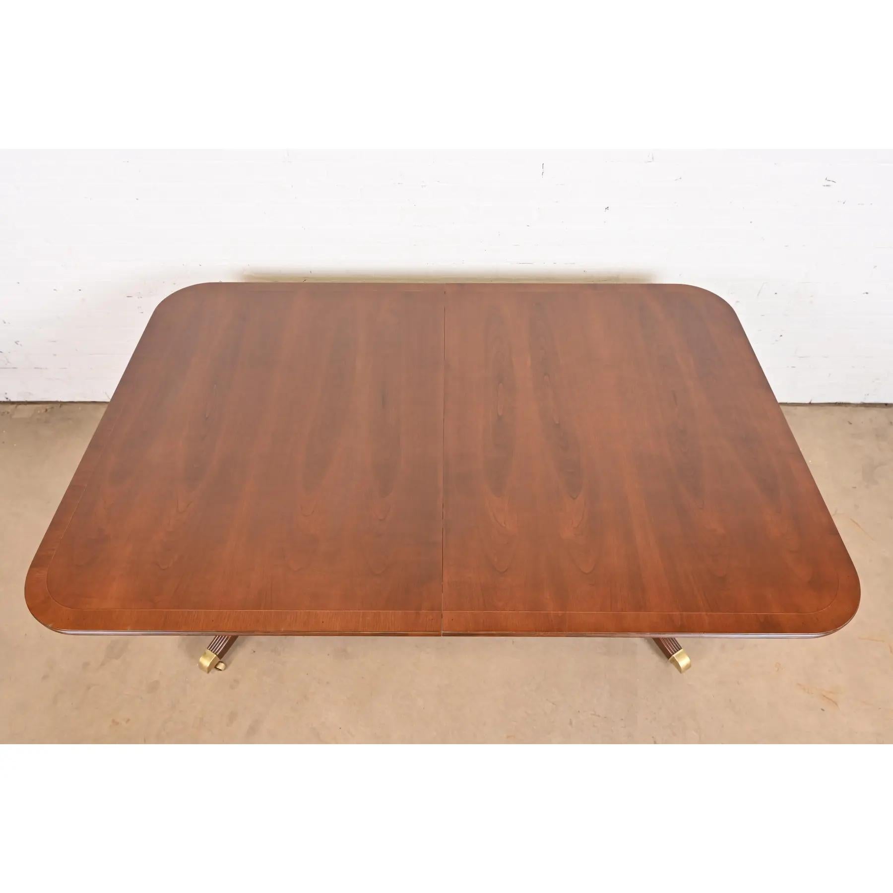 Baker Furniture Georgian Banded Cherry Double Pedestal Dining Table, Refinished 3