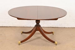 Baker Furniture Georgian Banded Cherry Wood Pedestal Dining Table, Refinished