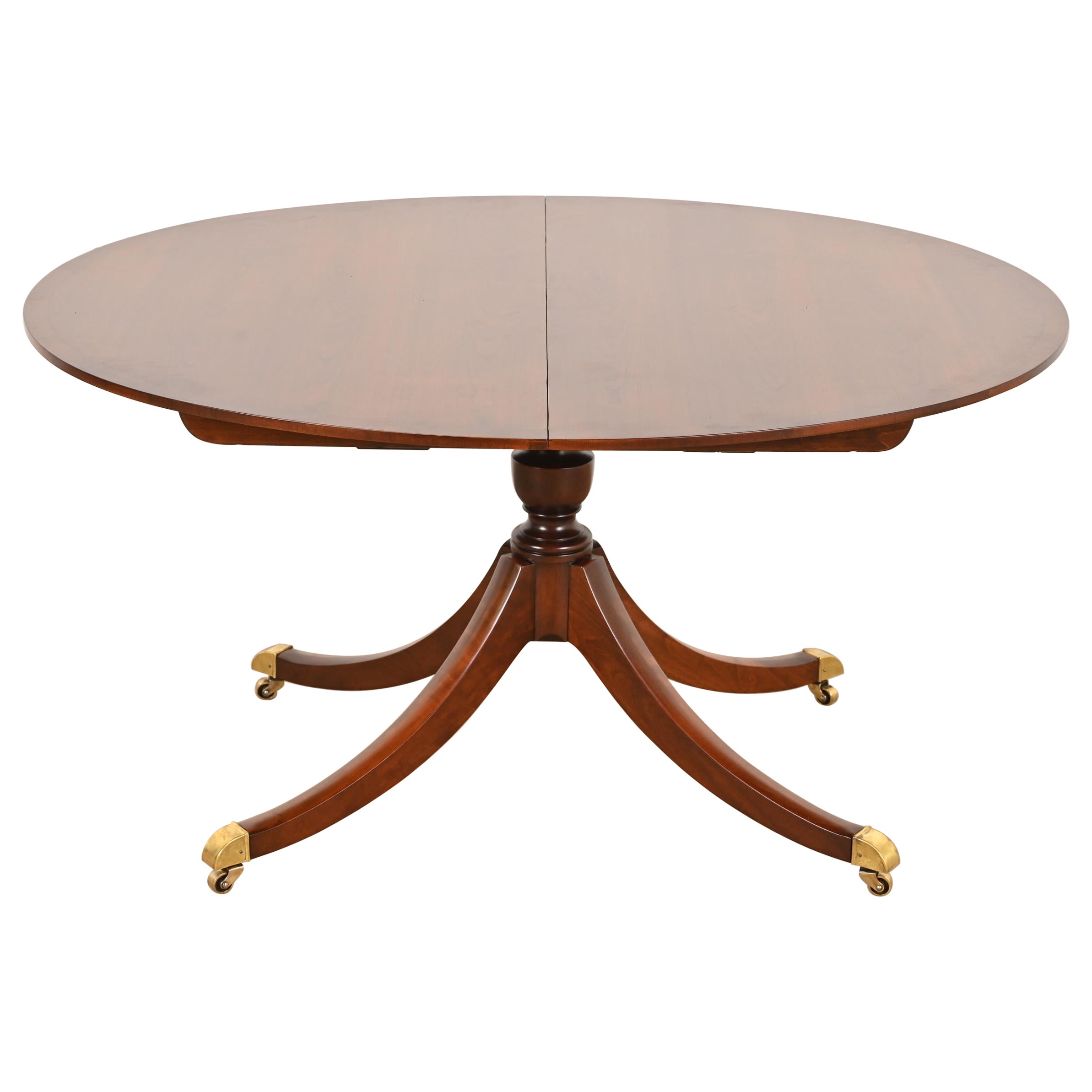 Baker Furniture Mesa de Comedor Georgiana de Cerezo con Bandas y Pedestal, Reacabada