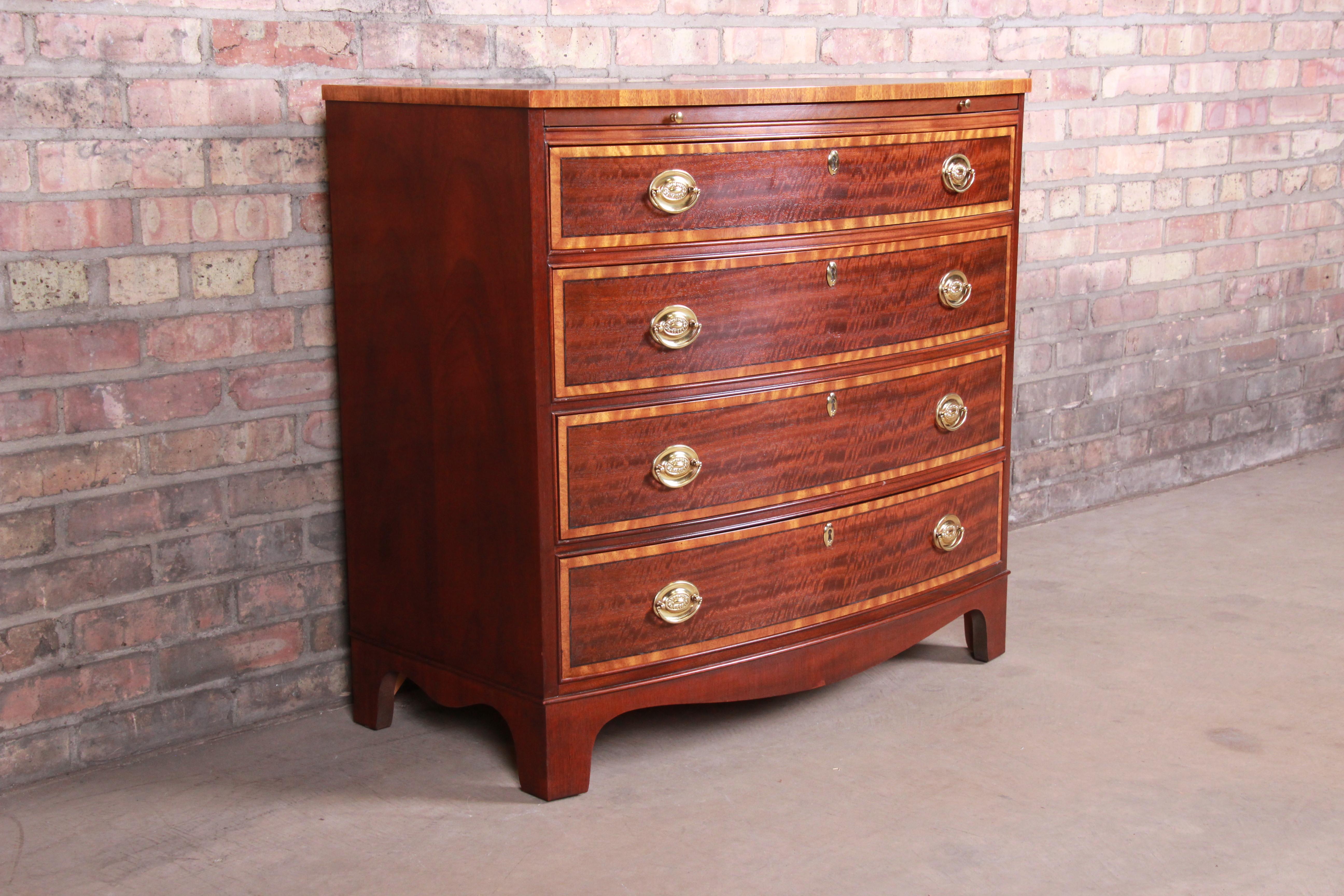 20th Century Baker Furniture Georgian Banded Mahogany Bachelor Chest