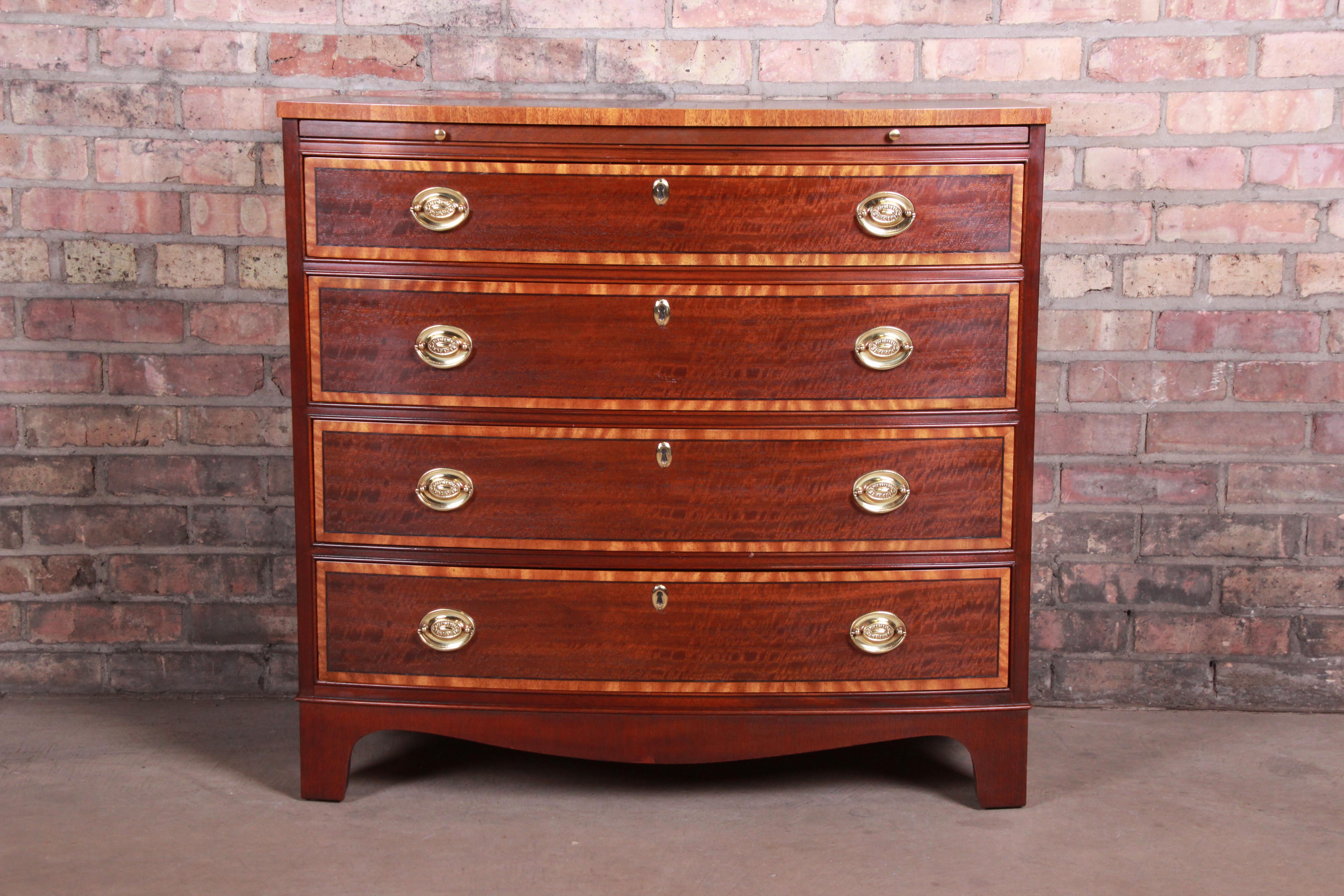 Baker Furniture Georgian Banded Mahogany Bachelor Chests or Large Nightstands 5