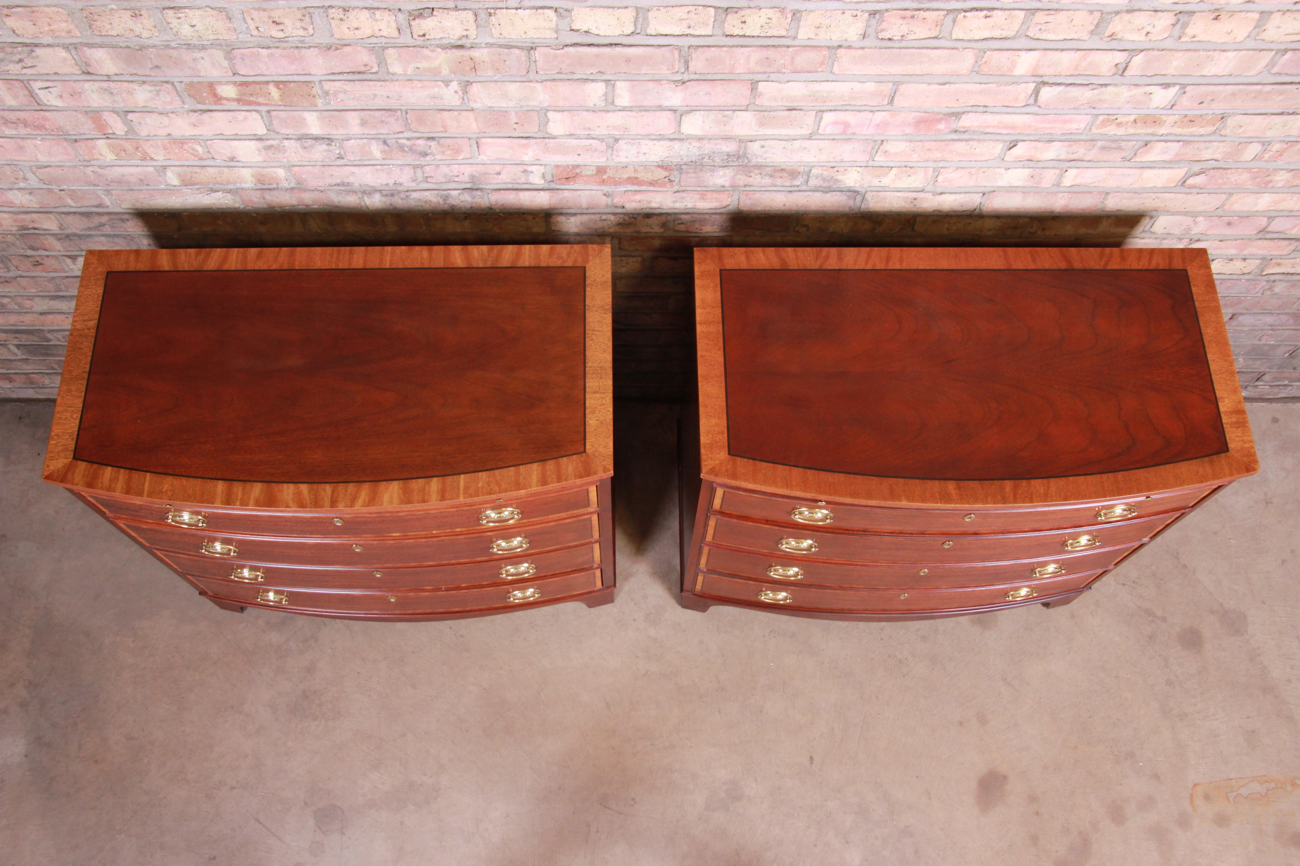 20th Century Baker Furniture Georgian Banded Mahogany Bachelor Chests or Large Nightstands