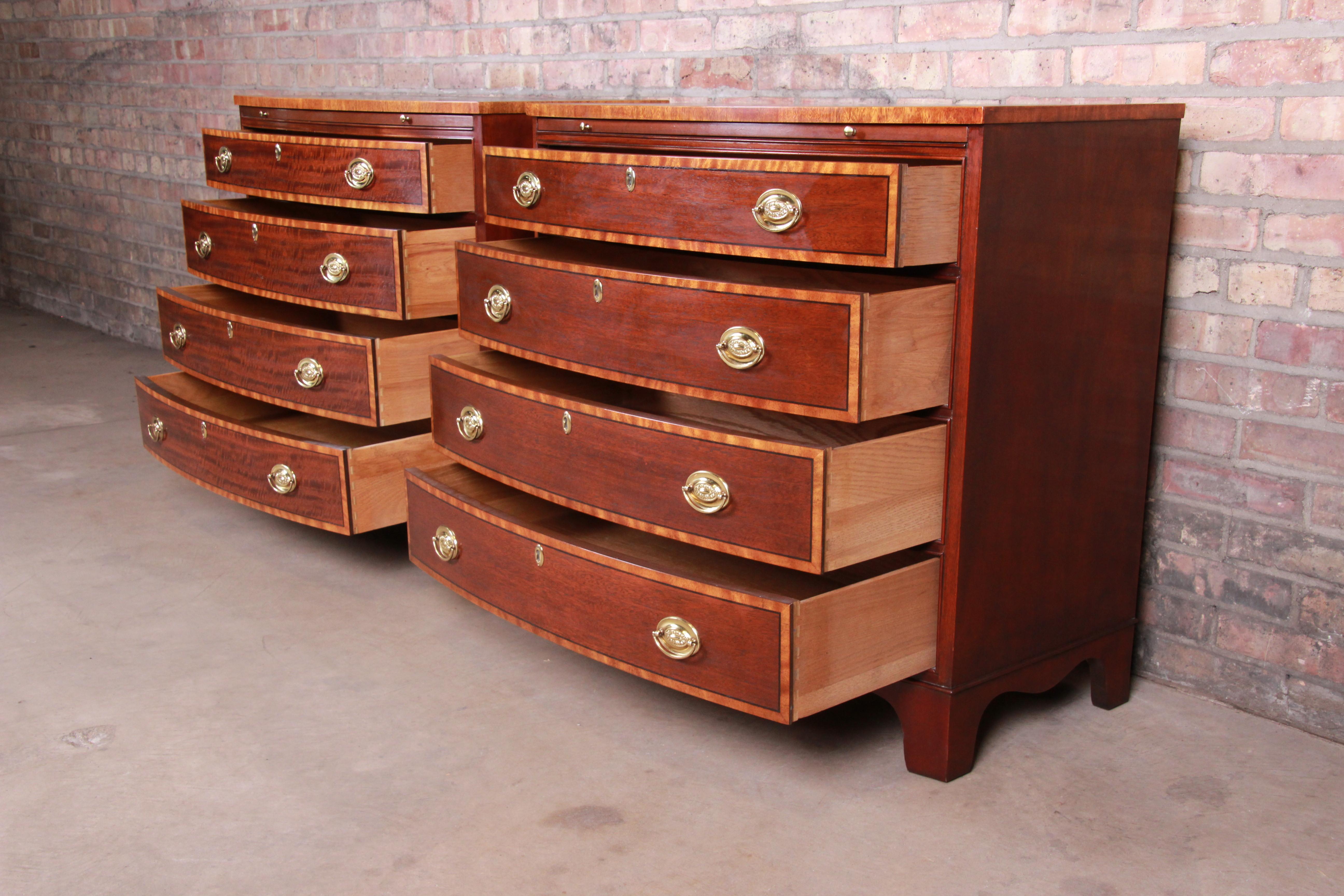 Baker Furniture Georgian Banded Mahogany Bachelor Chests or Large Nightstands 2