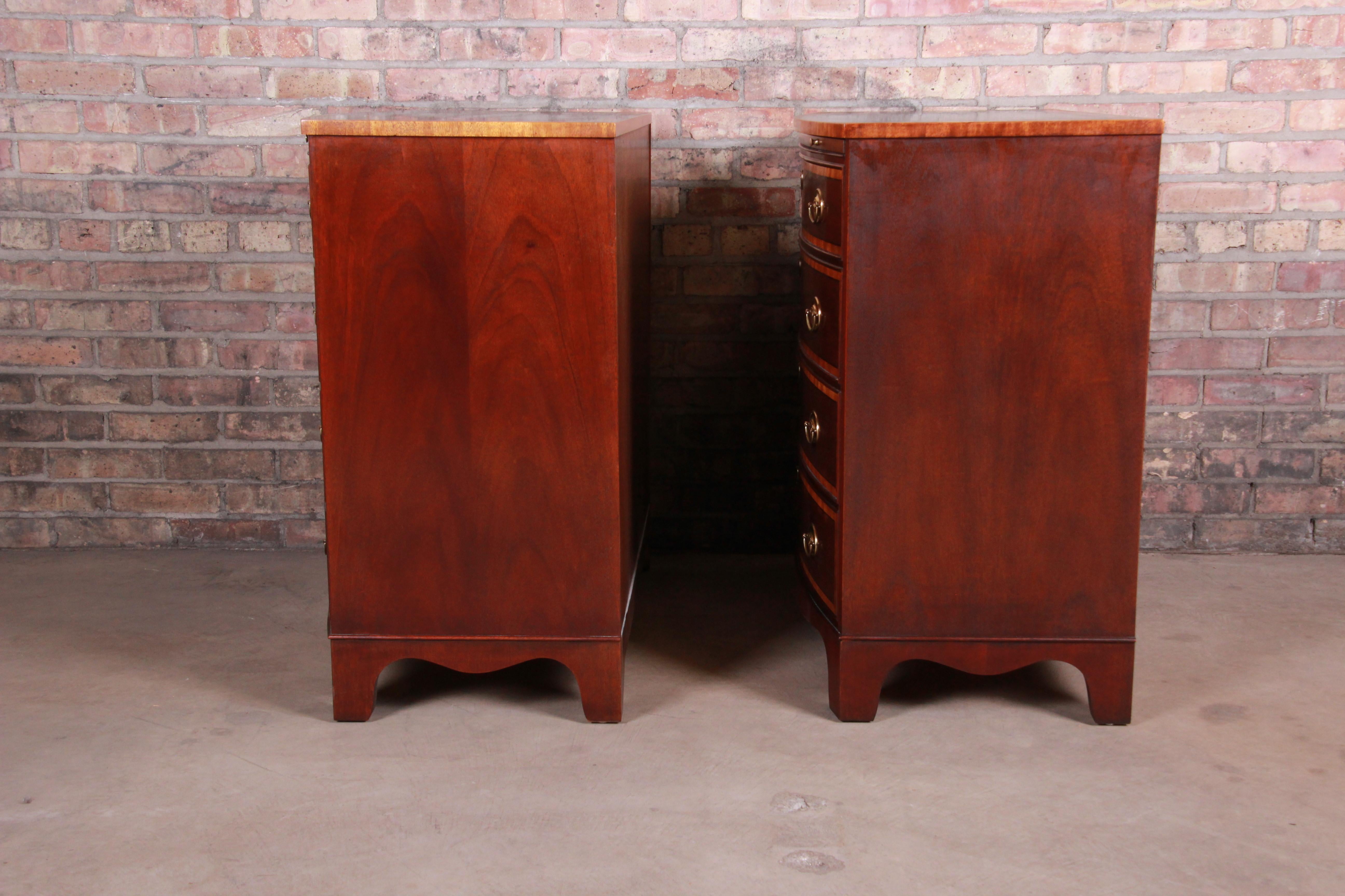 Baker Furniture Georgian Banded Mahogany Bachelor Chests or Large Nightstands 3
