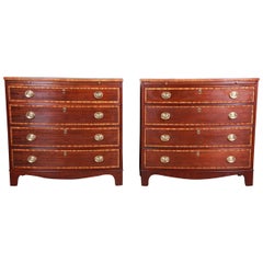 Baker Furniture Georgian Banded Mahogany Bachelor Chests or Large Nightstands