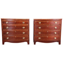 Baker Furniture Georgian Banded Mahogany Bachelor Chests or Large Nightstands