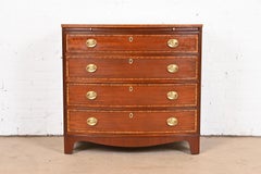 Baker Furniture Georgian Banded Mahogany Bow Front Chest of Drawers