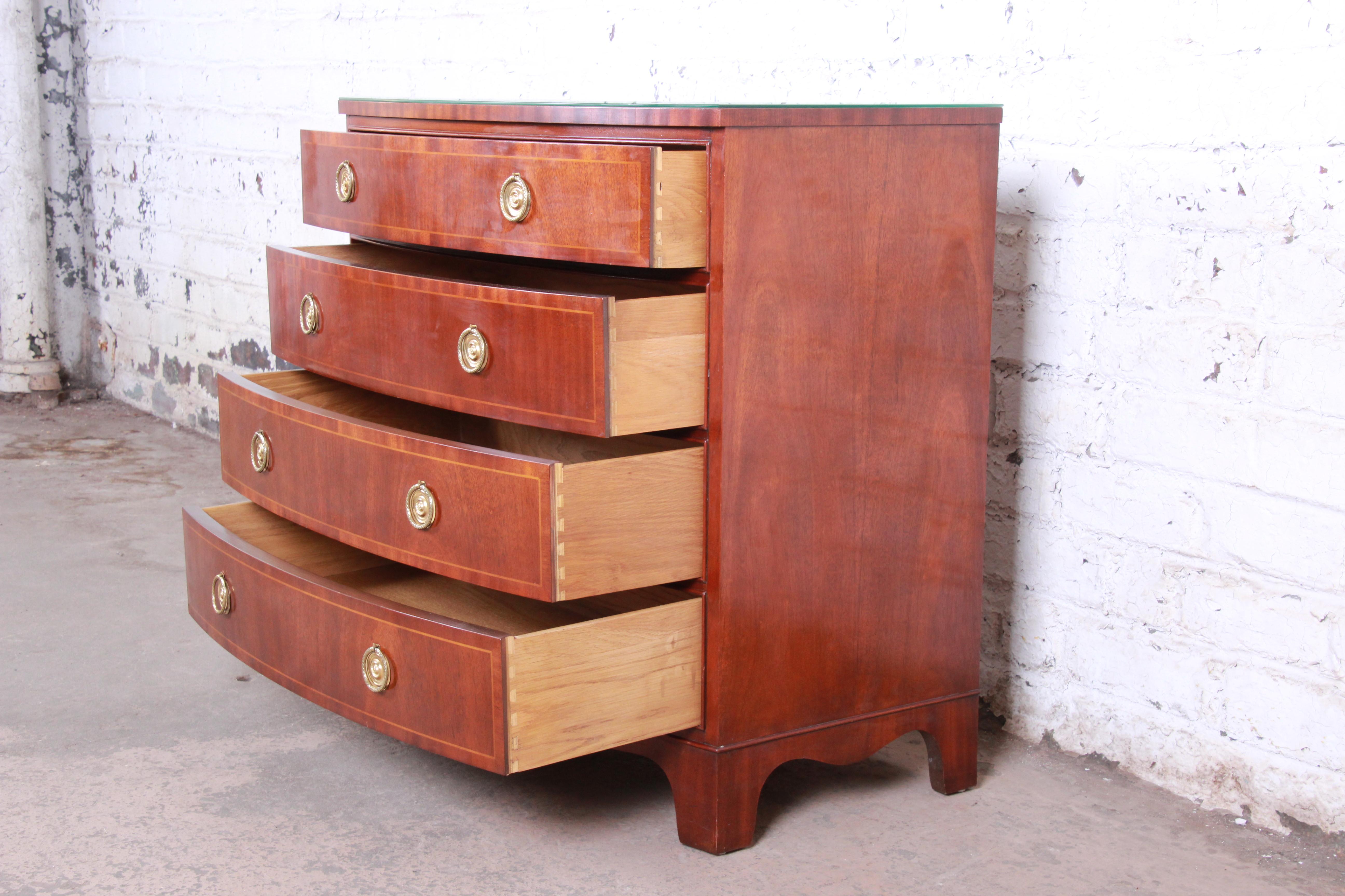 American Baker Furniture Georgian Banded Mahogany Bow Front Chest of Drawers