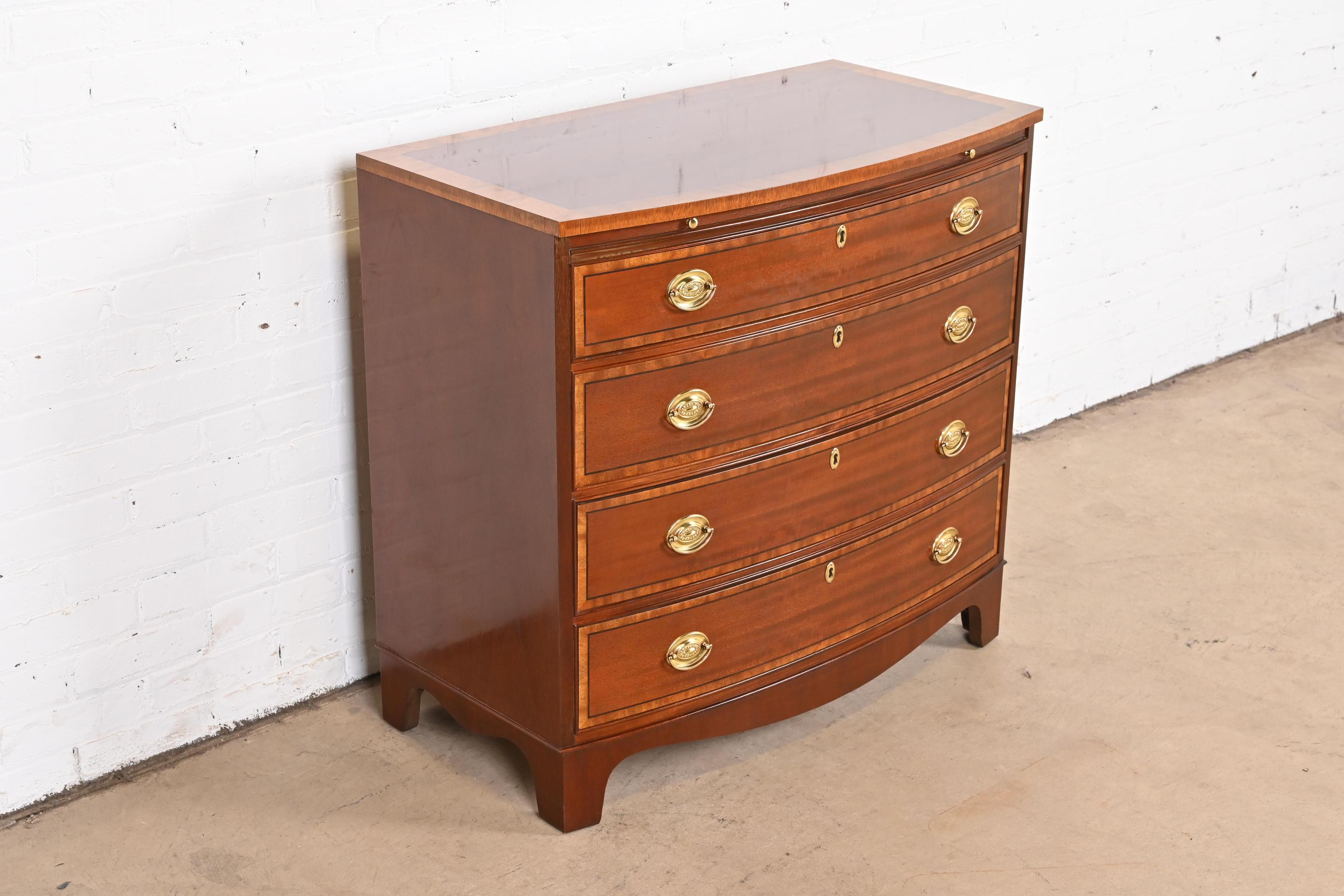 Baker Furniture Georgian Banded Mahogany Bow Front Chest of Drawers 1