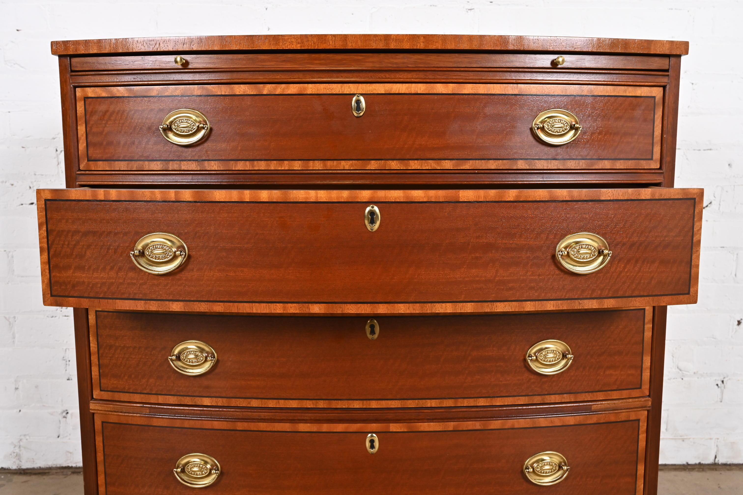 Baker Furniture Georgian Banded Mahogany Bow Front Chest of Drawers 2