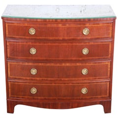 Baker Furniture Georgian Banded Mahogany Bow Front Chest of Drawers