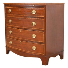Baker Furniture Georgian Banded Mahogany Bow Front Chest of Drawers