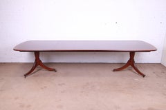 Baker Furniture Georgian Banded Mahogany Double Pedestal Extension Dining Table