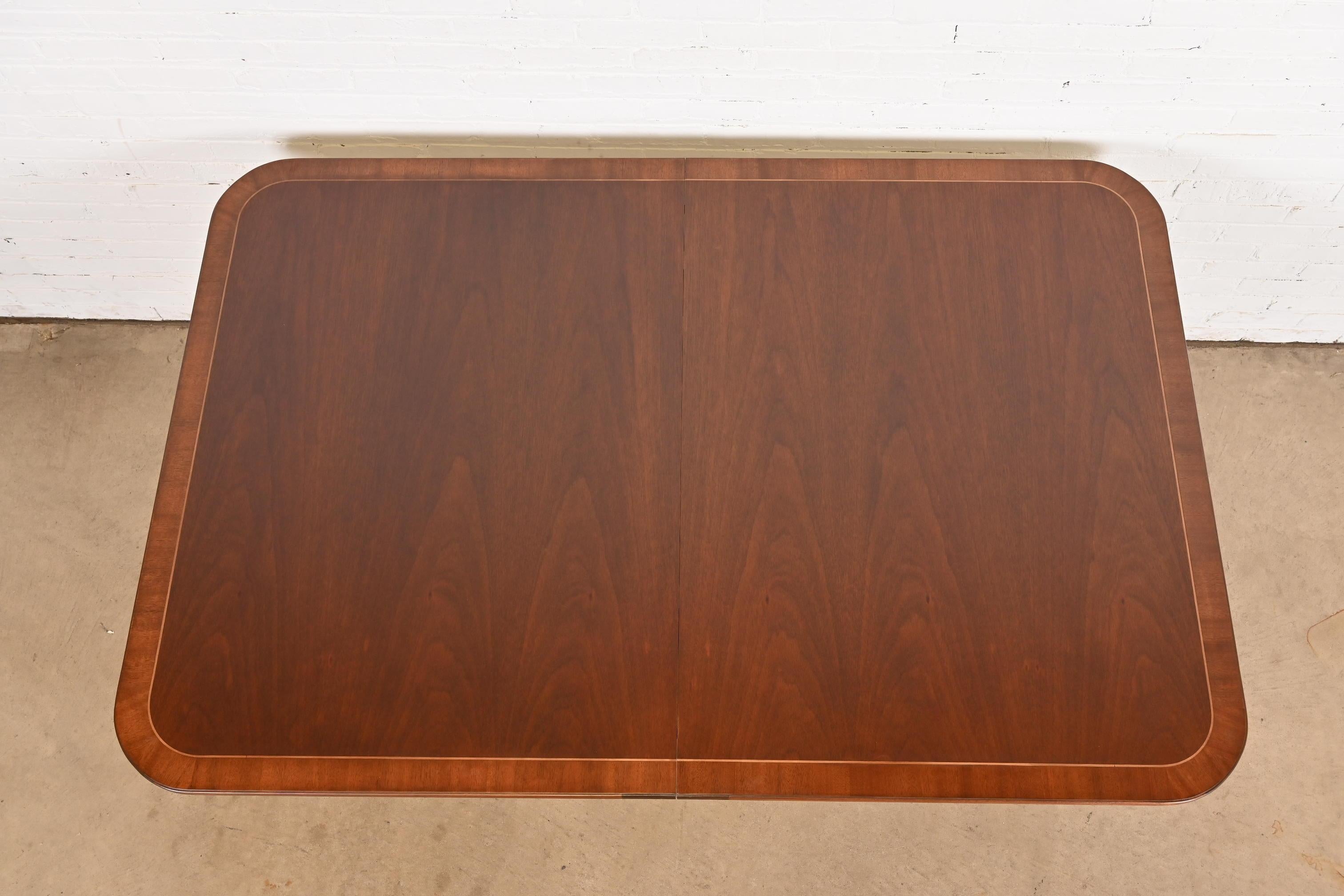 Baker Furniture Georgian Banded Mahogany Double Pedestal Extension Dining Table 3