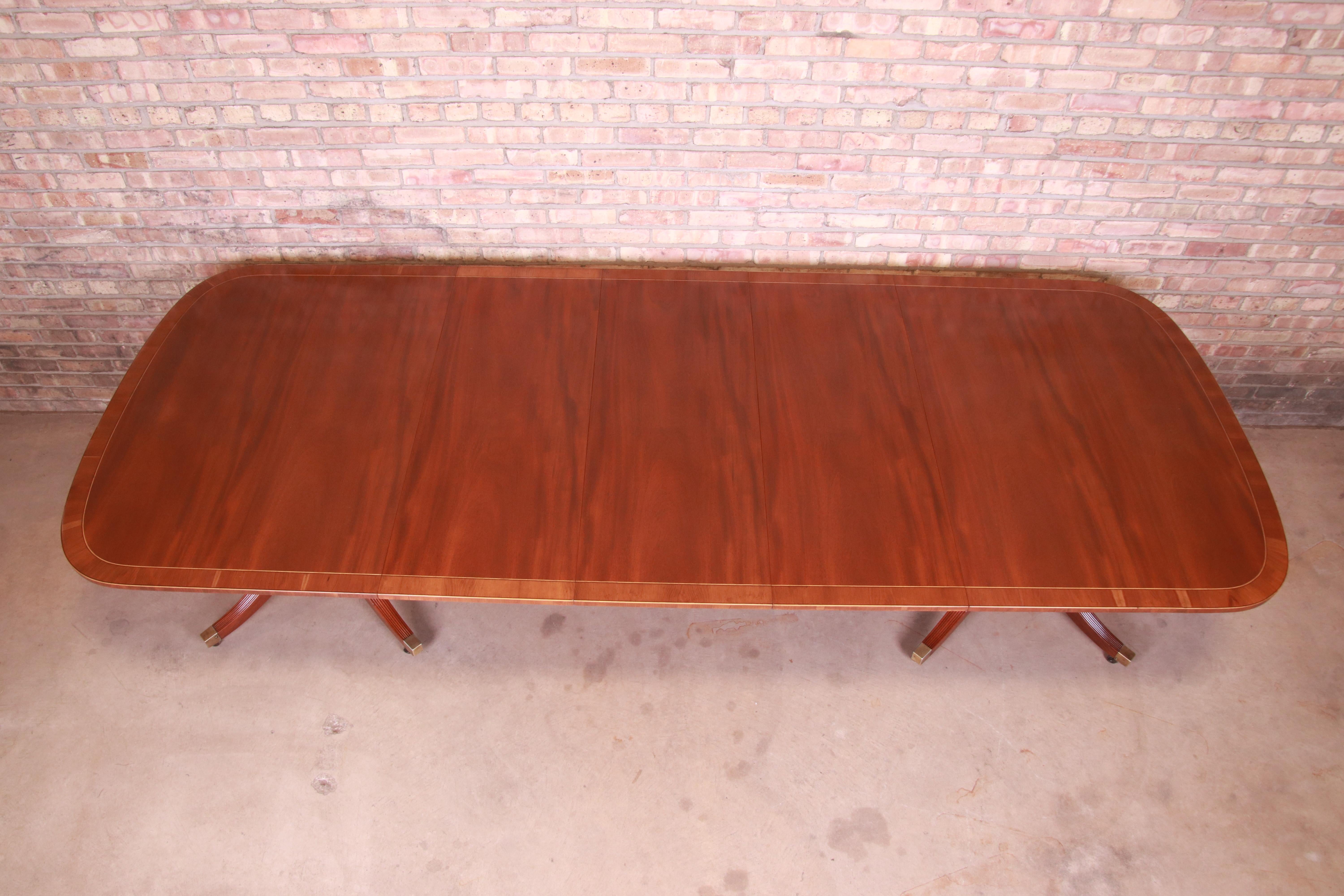 Baker Furniture Georgian Banded Mahogany Extension Dining Table, Refinished 2