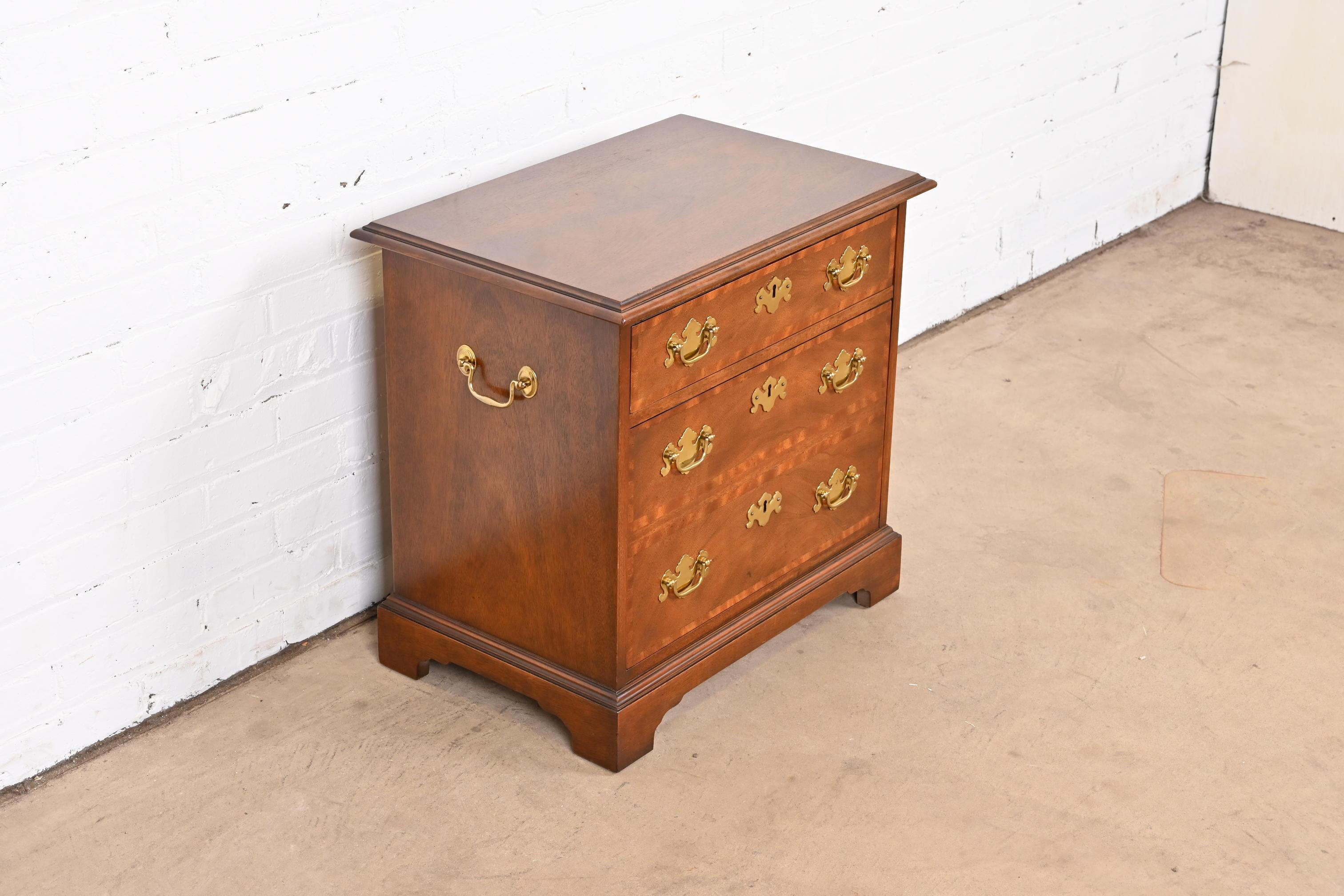 20th Century Baker Furniture Georgian Banded Mahogany Nightstand For Sale