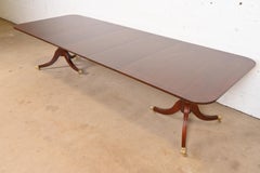 Baker Furniture Georgian Banded Mahogany Pedestal Dining Table, Newly Refinished