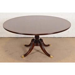 Baker Furniture Georgian Banded Mahogany Pedestal Dining Table, Newly Refinished