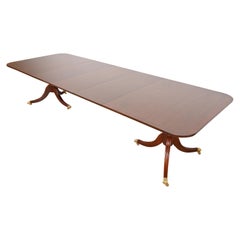Baker Furniture Georgian Banded Mahogany Pedestal Dining Table, Newly Refinished