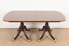 Baker Furniture Georgian Banded Mahogany Pedestal Dining Table, Refinished