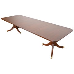 Baker Furniture Georgian Banded Mahogany Pedestal Dining Table, Refinished