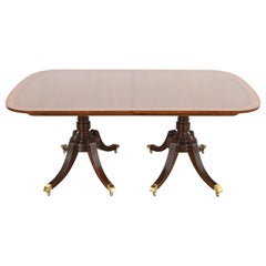 Baker Furniture Georgian Banded Mahogany Pedestal Dining Table, Refinished
