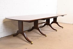 Baker Furniture Georgian Banded Mahogany Pedestal Extension Dining Table