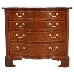 Baker Furniture Georgian Banded Mahogany Serpentine Front Chest of Drawers