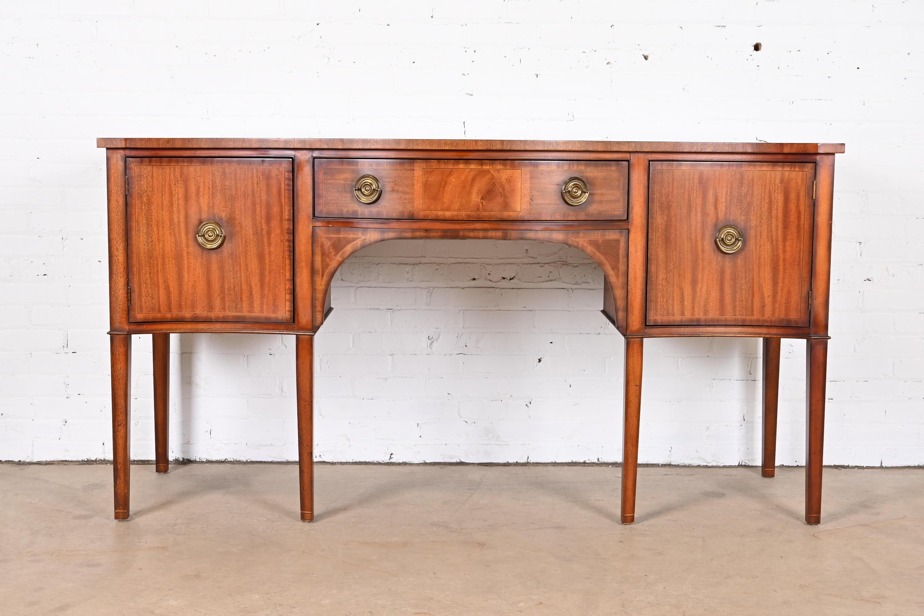 American Baker Furniture Georgian Banded Mahogany Serpentine Front Sideboard Credenza For Sale