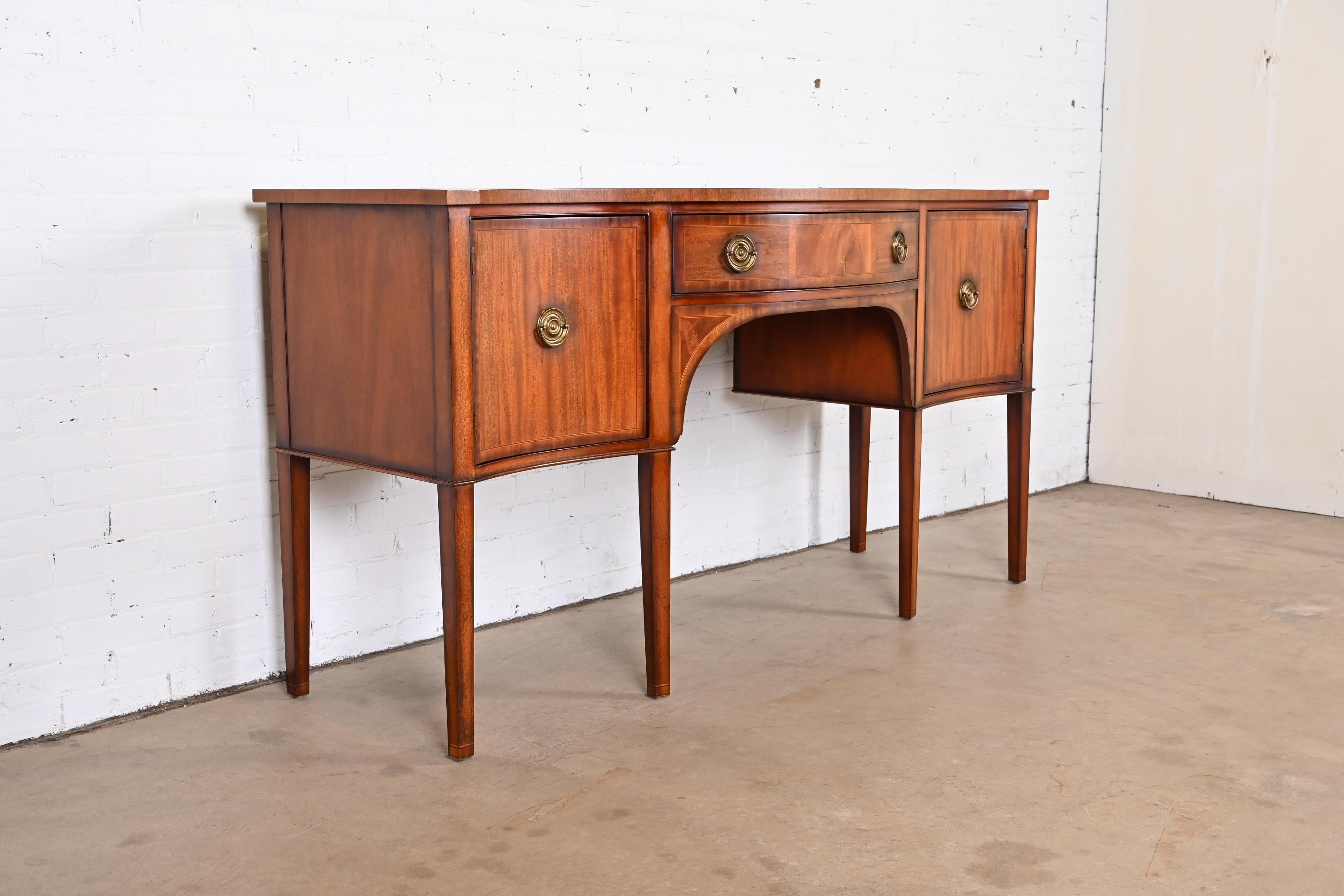 Baker Furniture Georgian Banded Mahogany Serpentine Front Sideboard Credenza For Sale 1