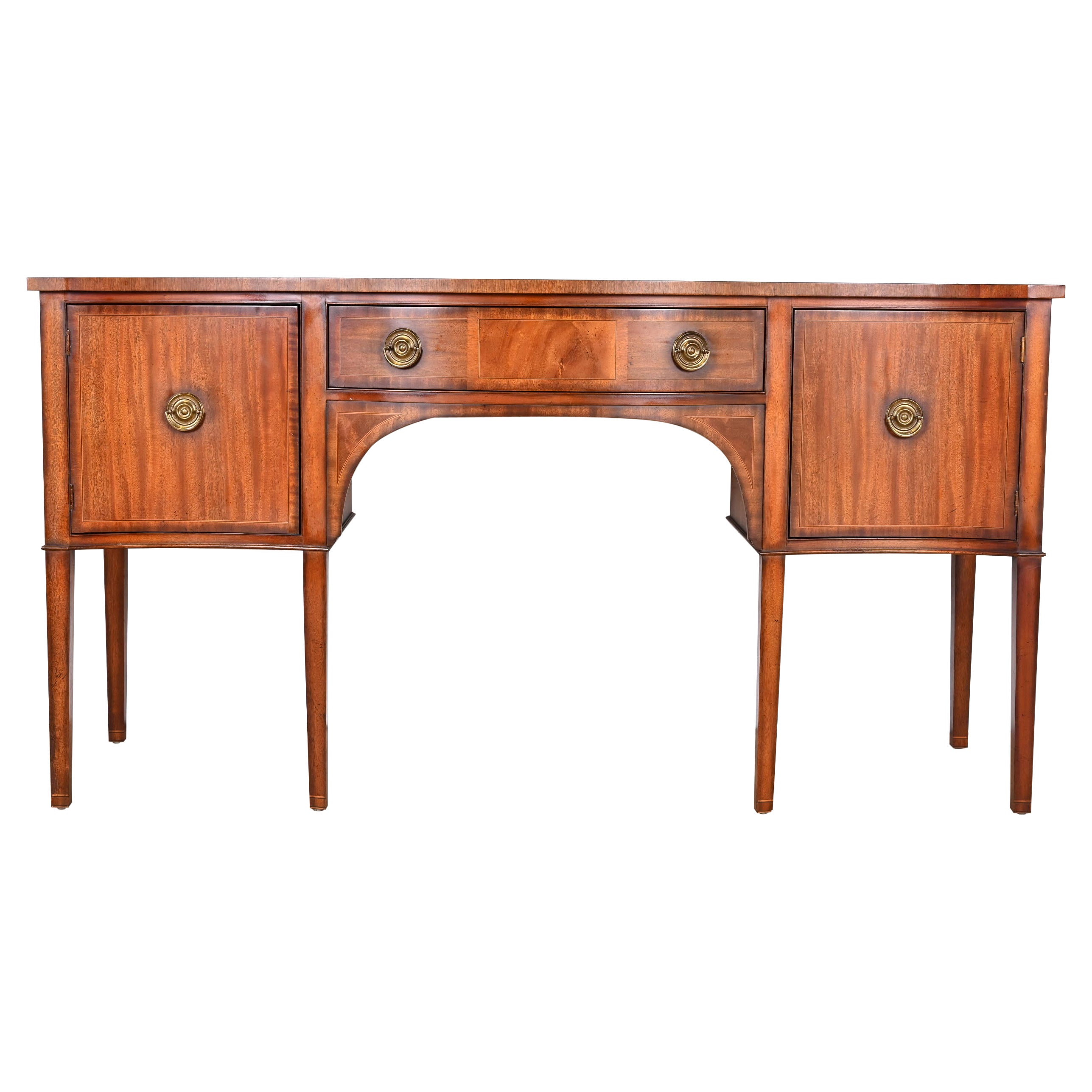 Baker Furniture Georgian Banded Mahogany Serpentine Front Sideboard Credenza