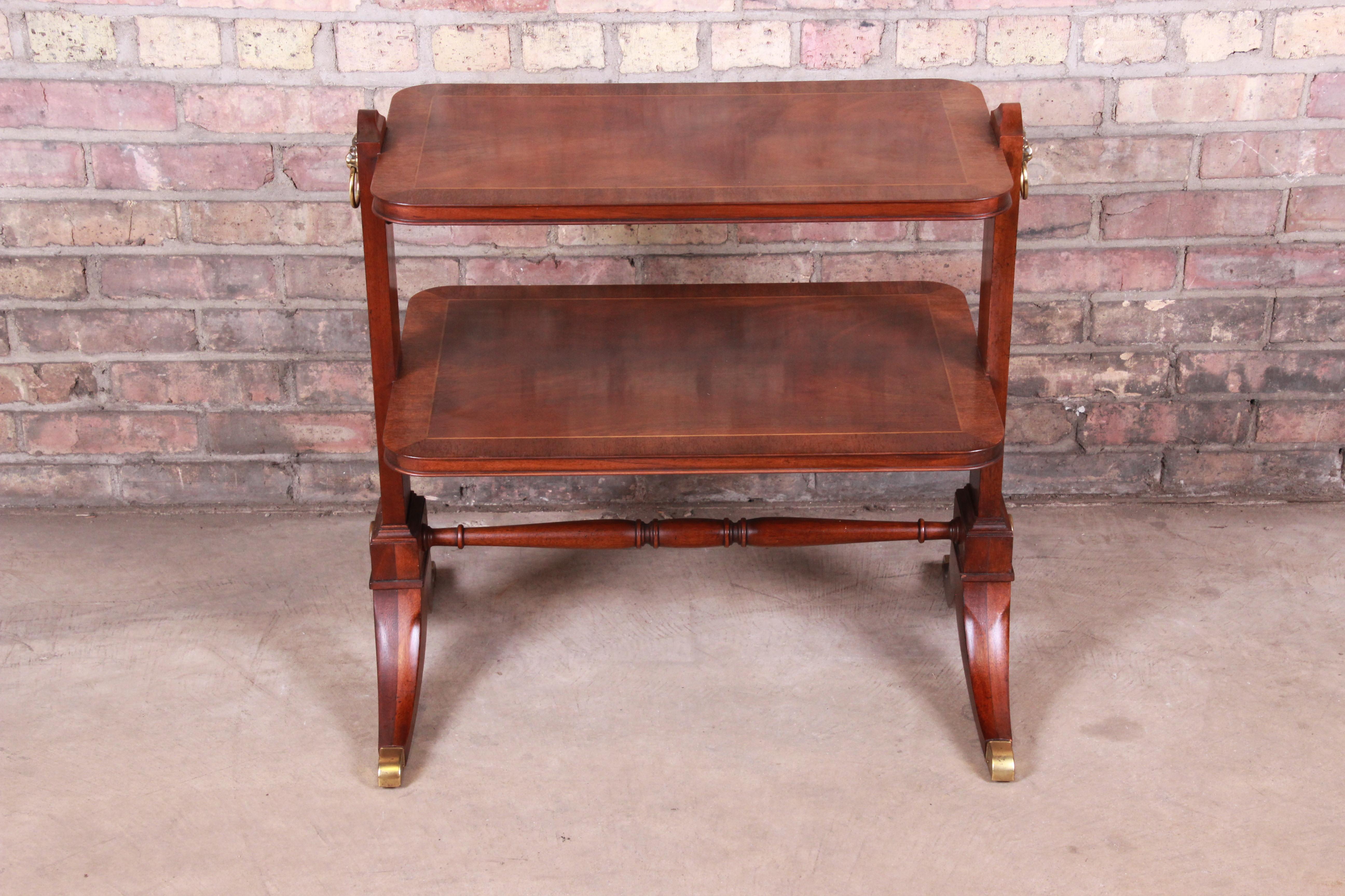 American Baker Furniture Georgian Banded Mahogany Two-Tier Side Table